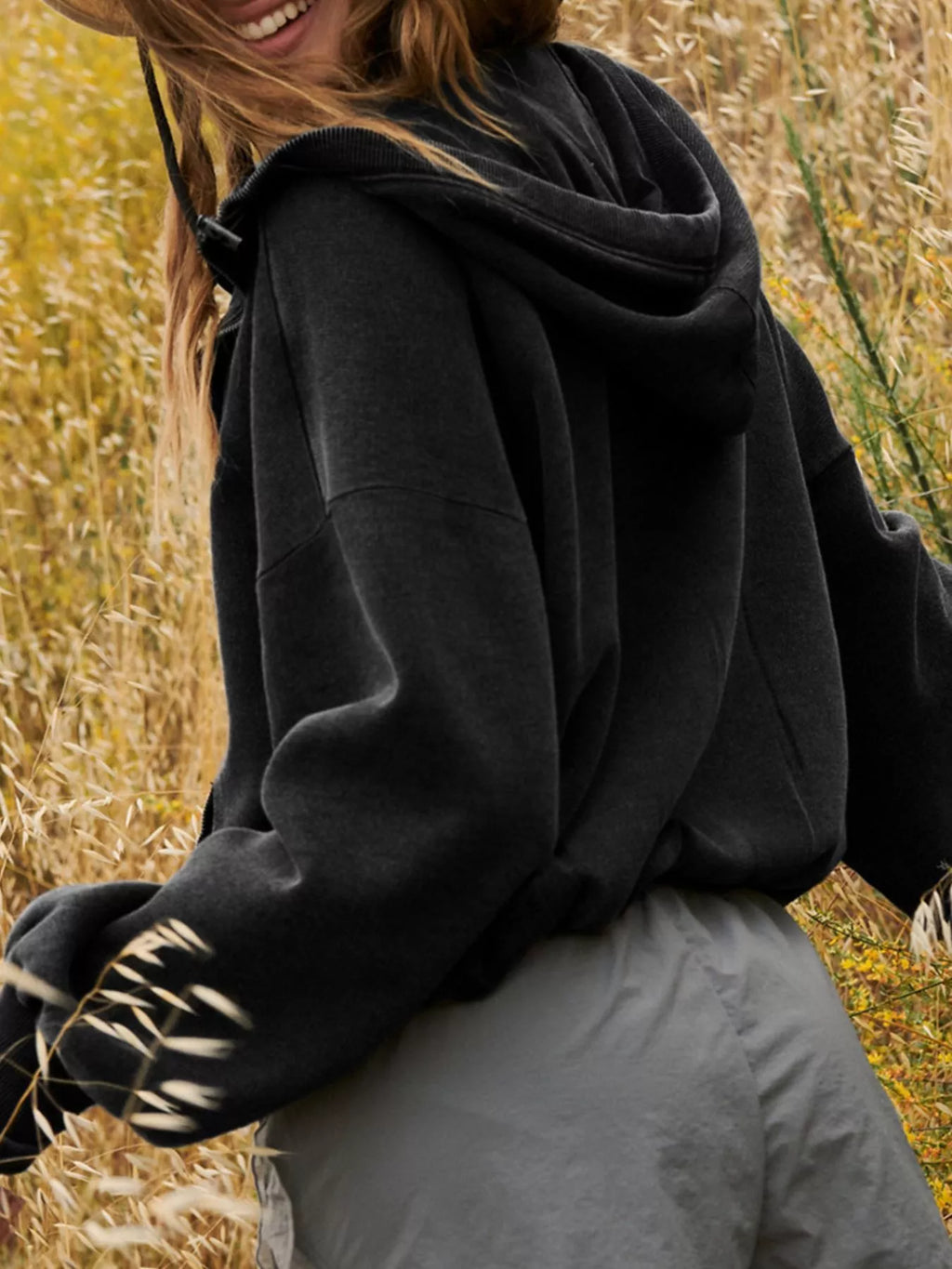 Half-Zip Dropped Shoulder Hoodie