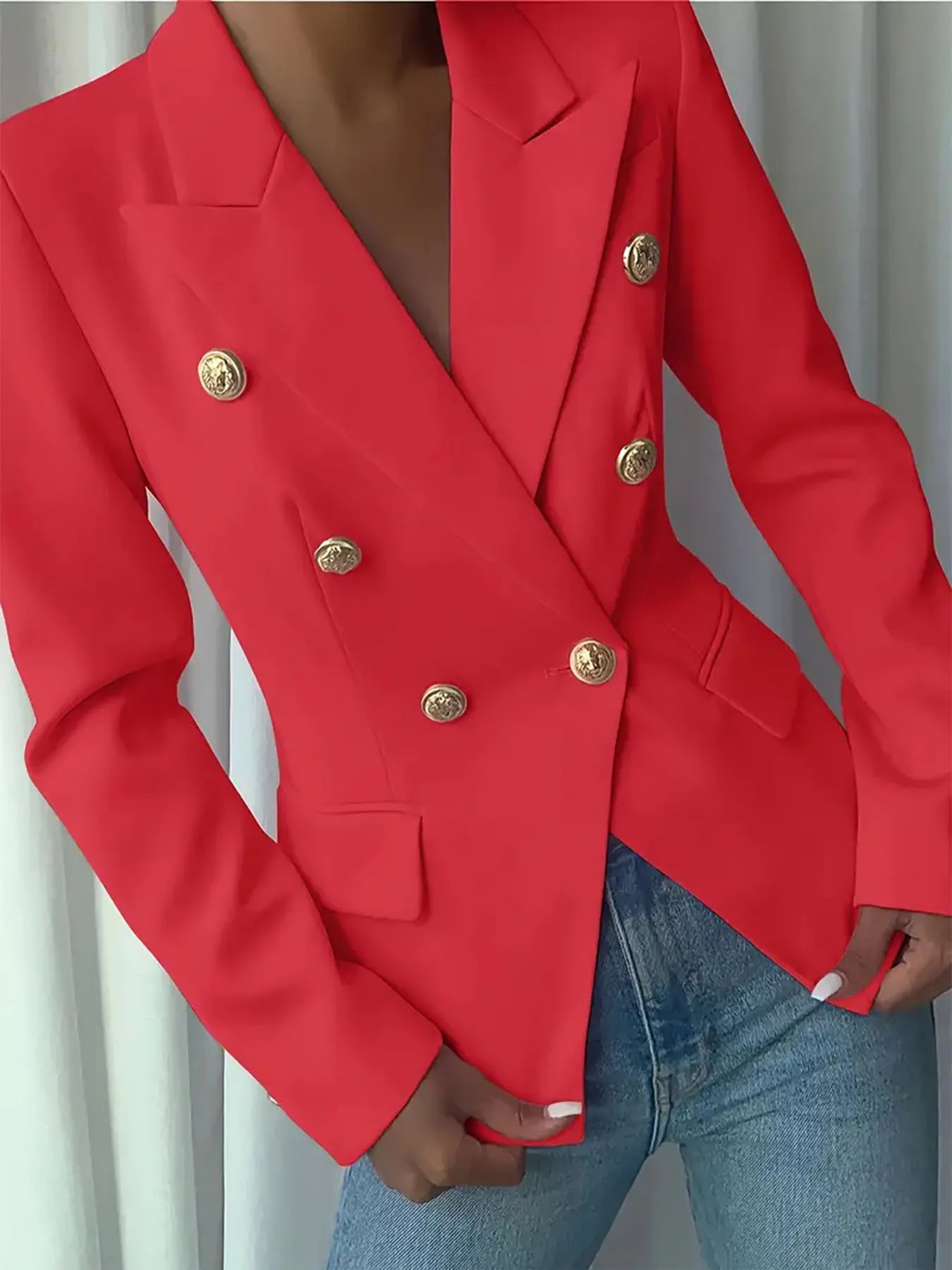 Decor Button Lapel Collar Blazer