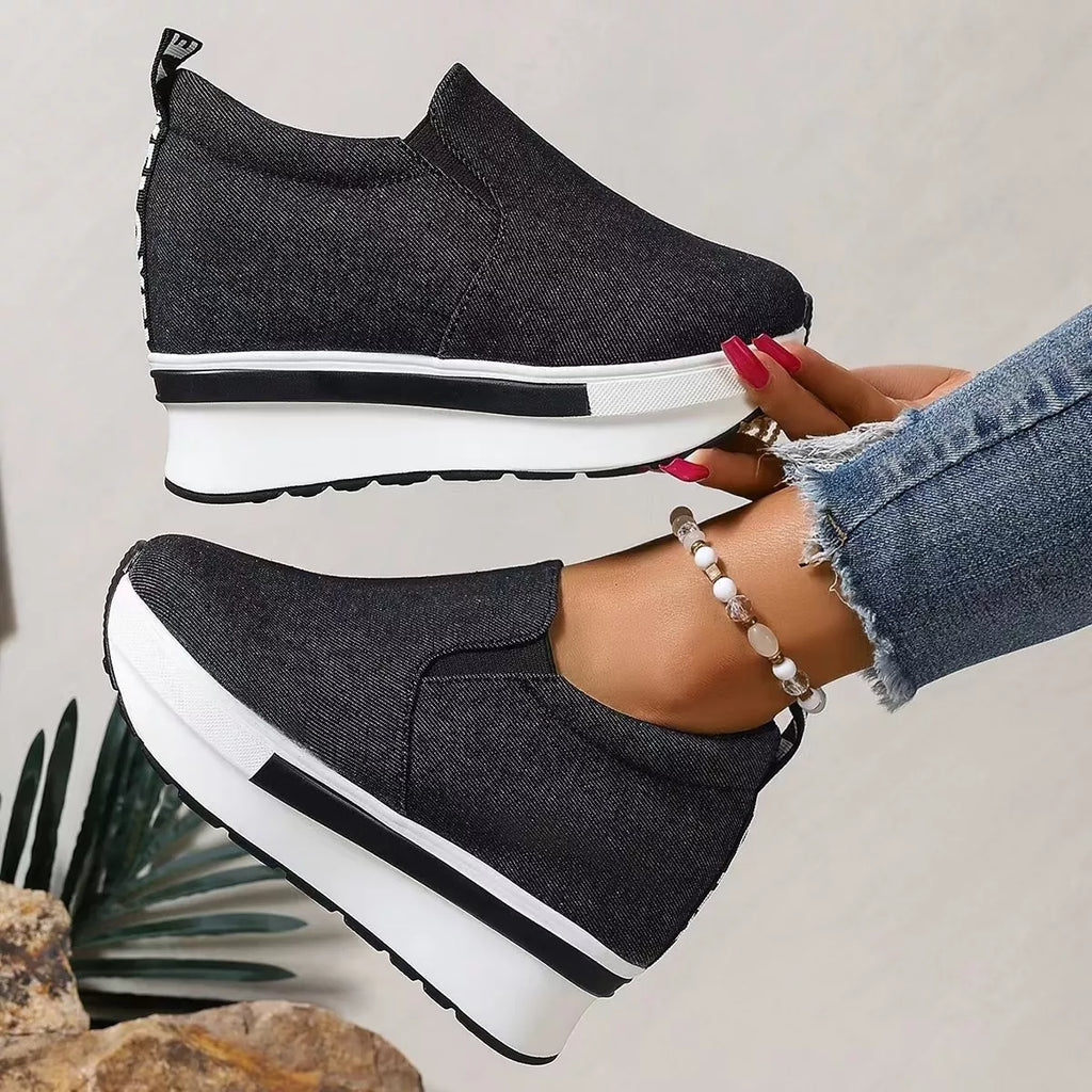 Round Toe Platform Slip-Ons