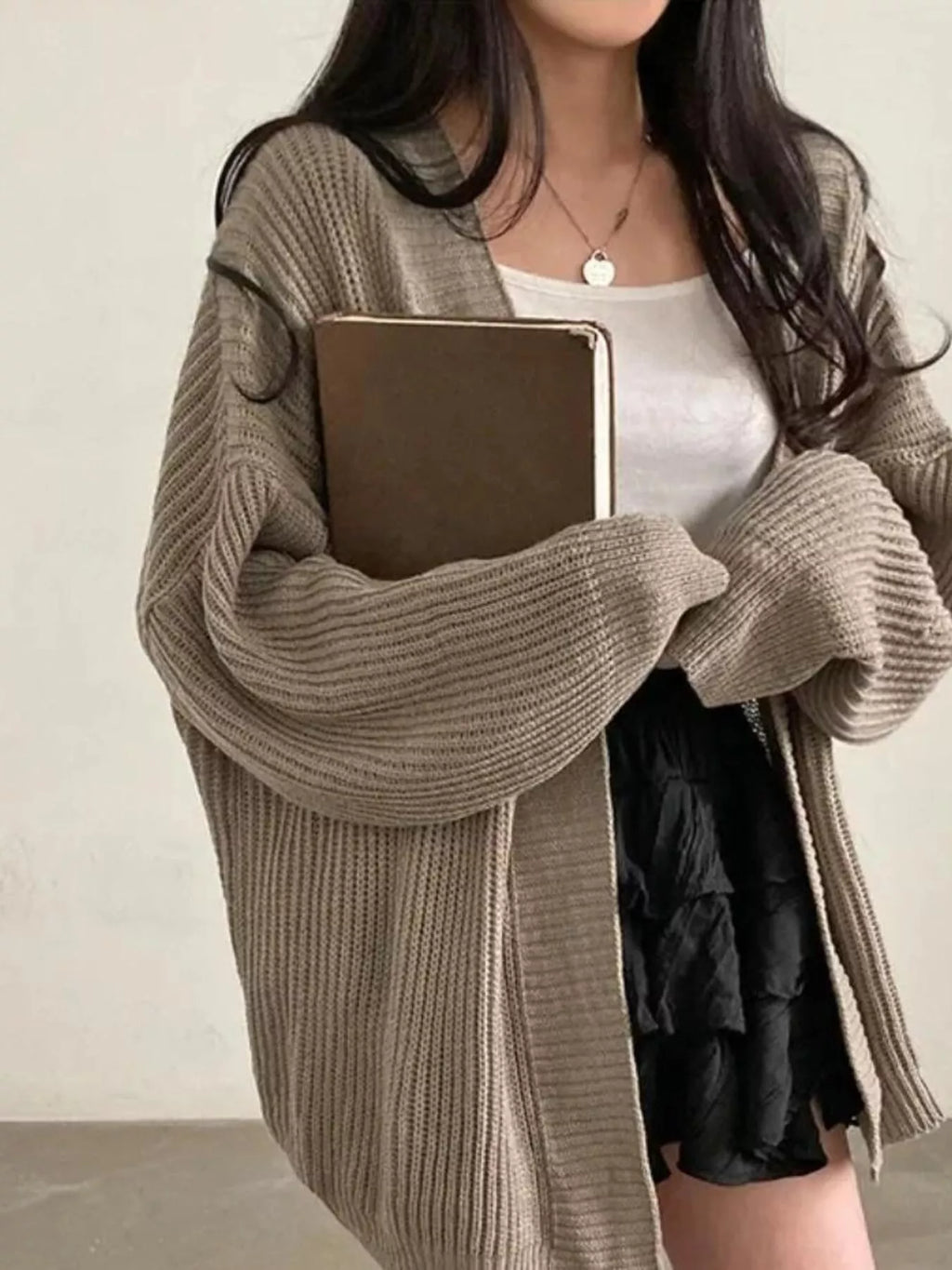 Open Front Oversized Knit Cardigan