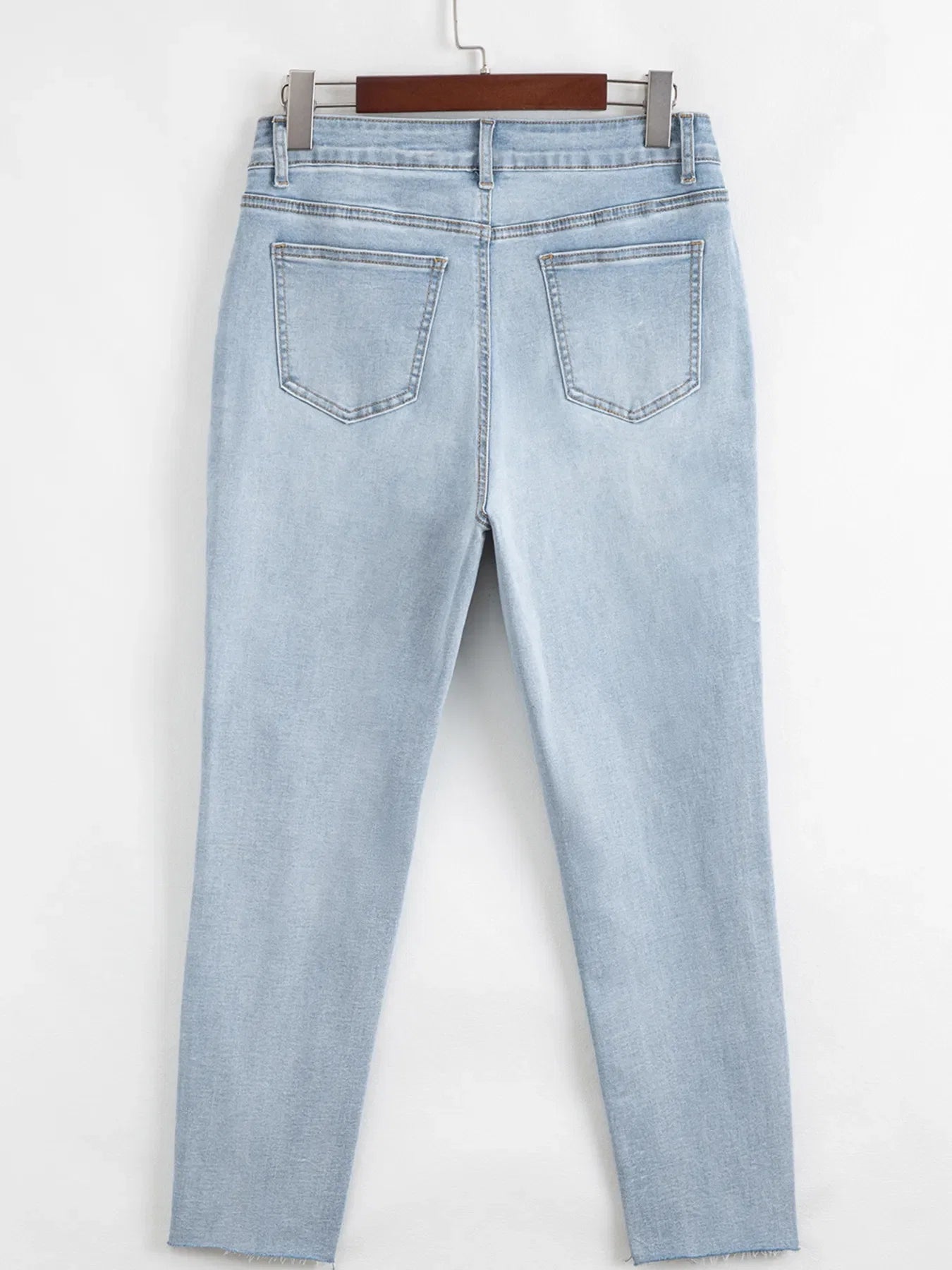 Mid Rise Ankle-Length Distressed Skinny Jeans