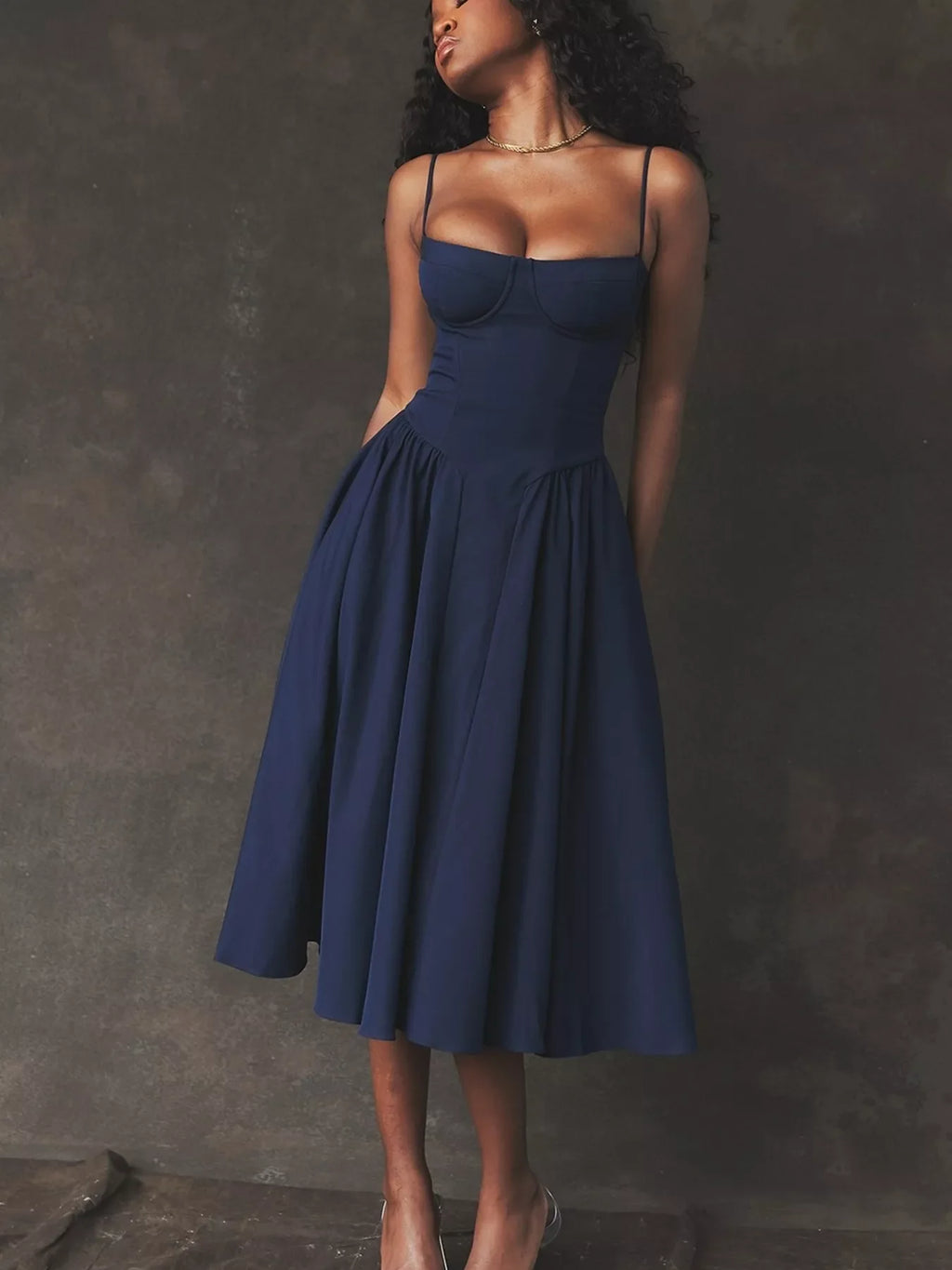 Sweetheart Neck Midi Cami Dress