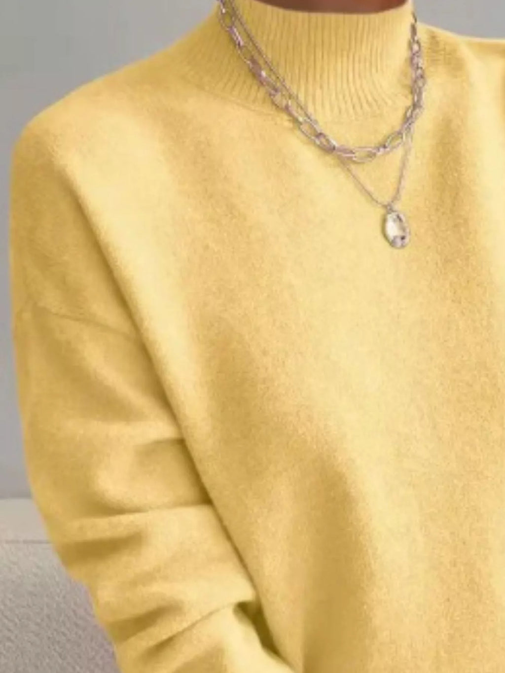 Mock Neck Dropped Shoulder Sweater