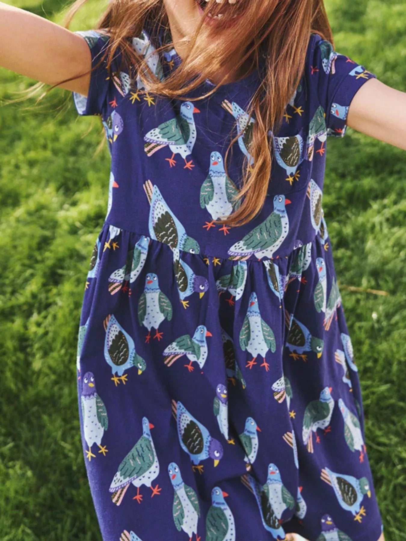Children's Pigeon Print Casual Dress