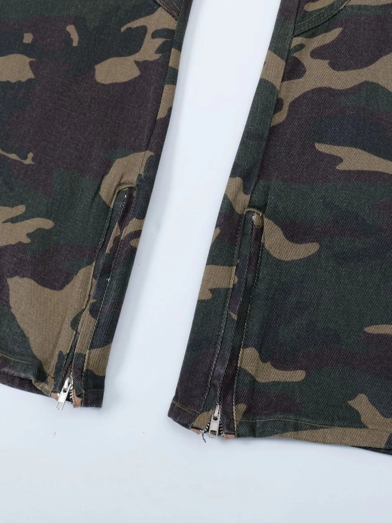 Men's Camouflage Bootcut Jeans with Seam Detail