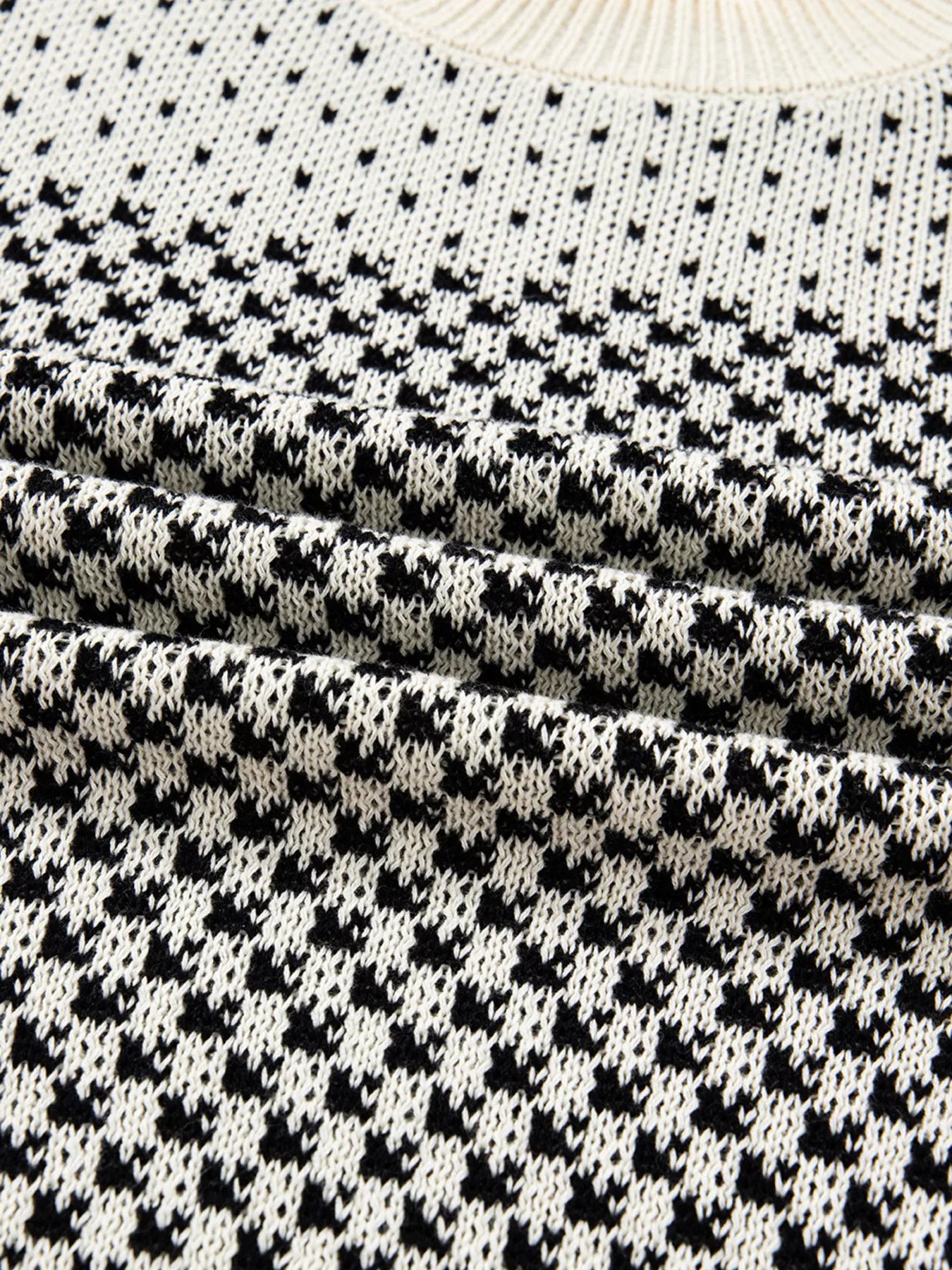 Contrast Color Pattern Lantern Sleeve Sweater
