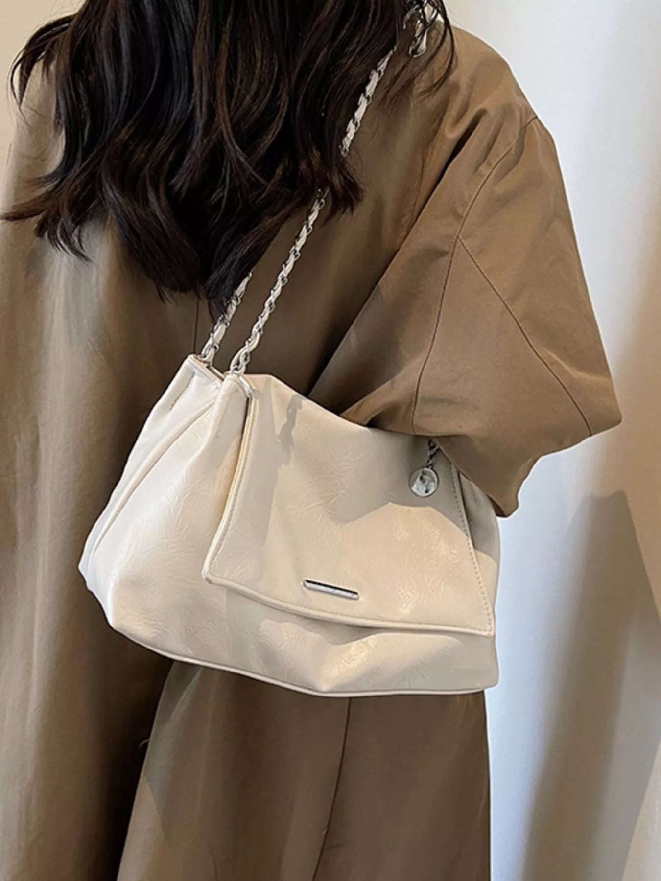Chain Accent Flap Shoulder Bag