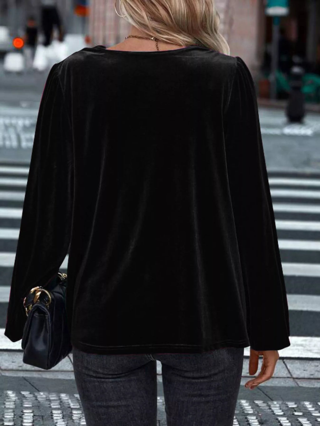 Full Size Velvet Cowl Neck Blouse Plus Size