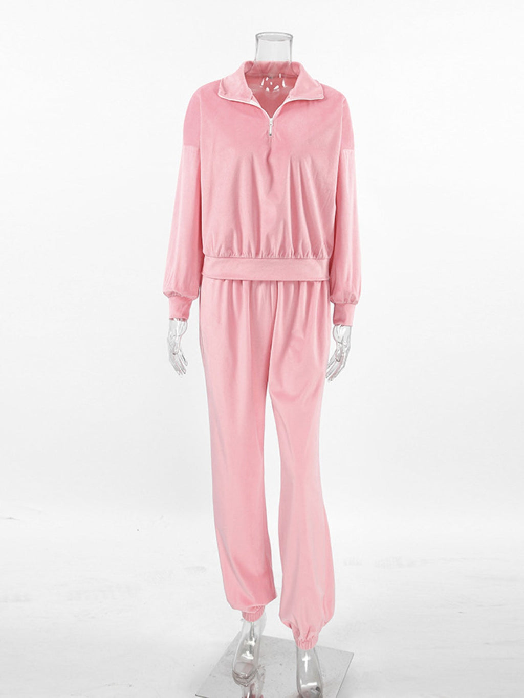 Quarter Zip Long Sleeve Top and Pants Set