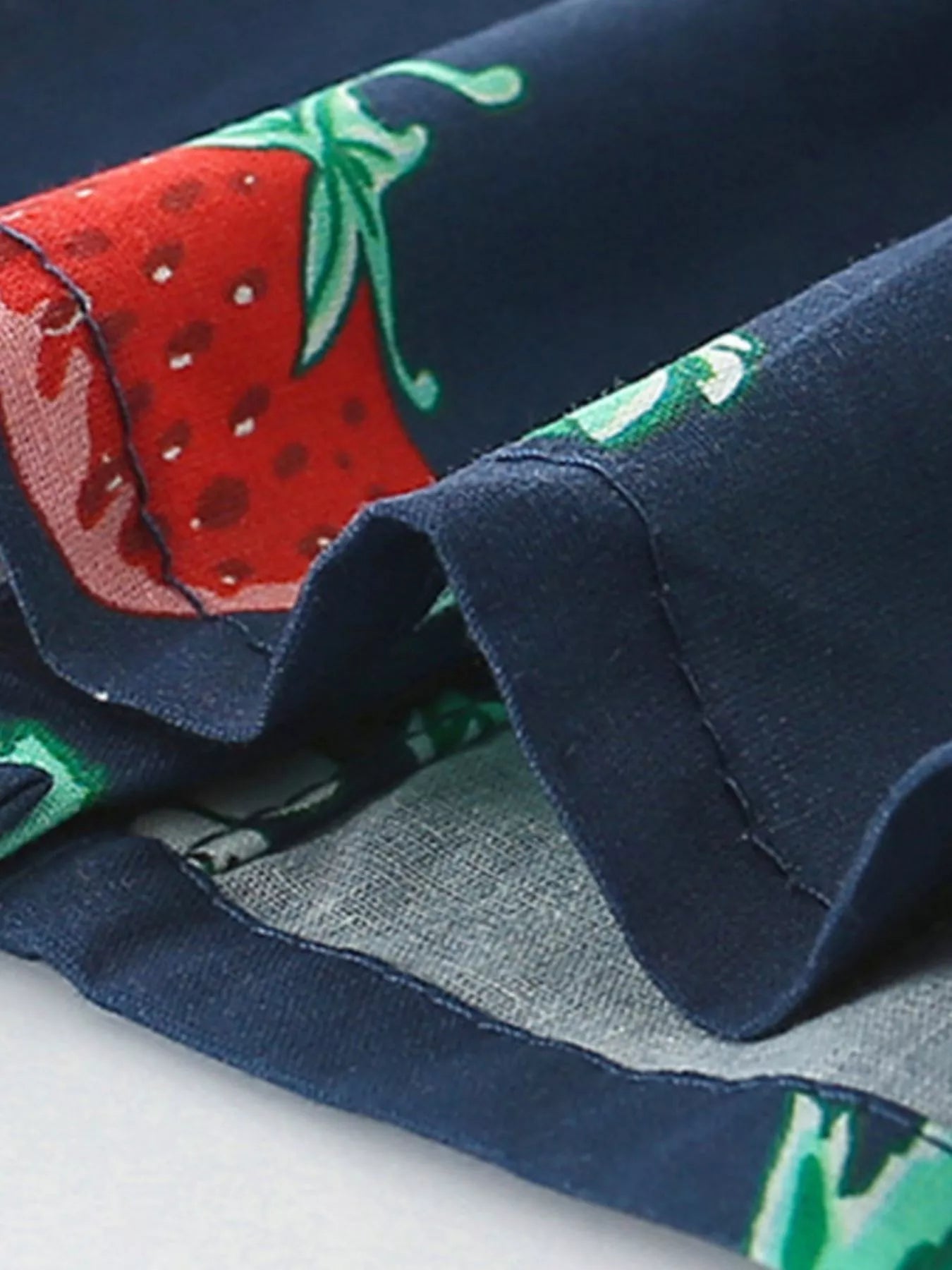 Children's Strawberry Print Ruffle Sleeve Button-Down Dress