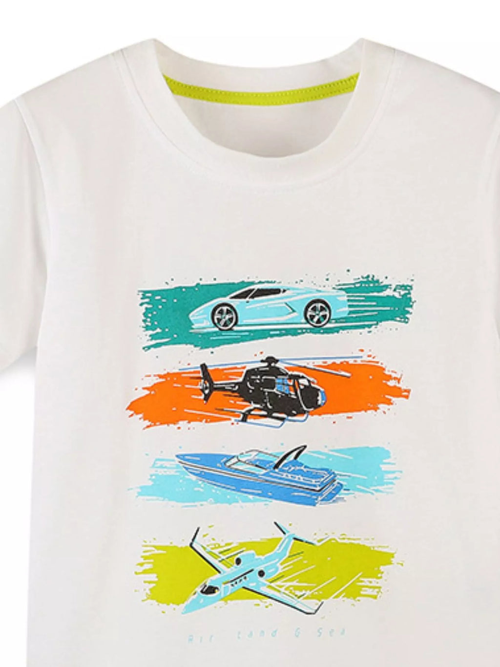 Children's Vehicle Print T-Shirt and Shorts Set