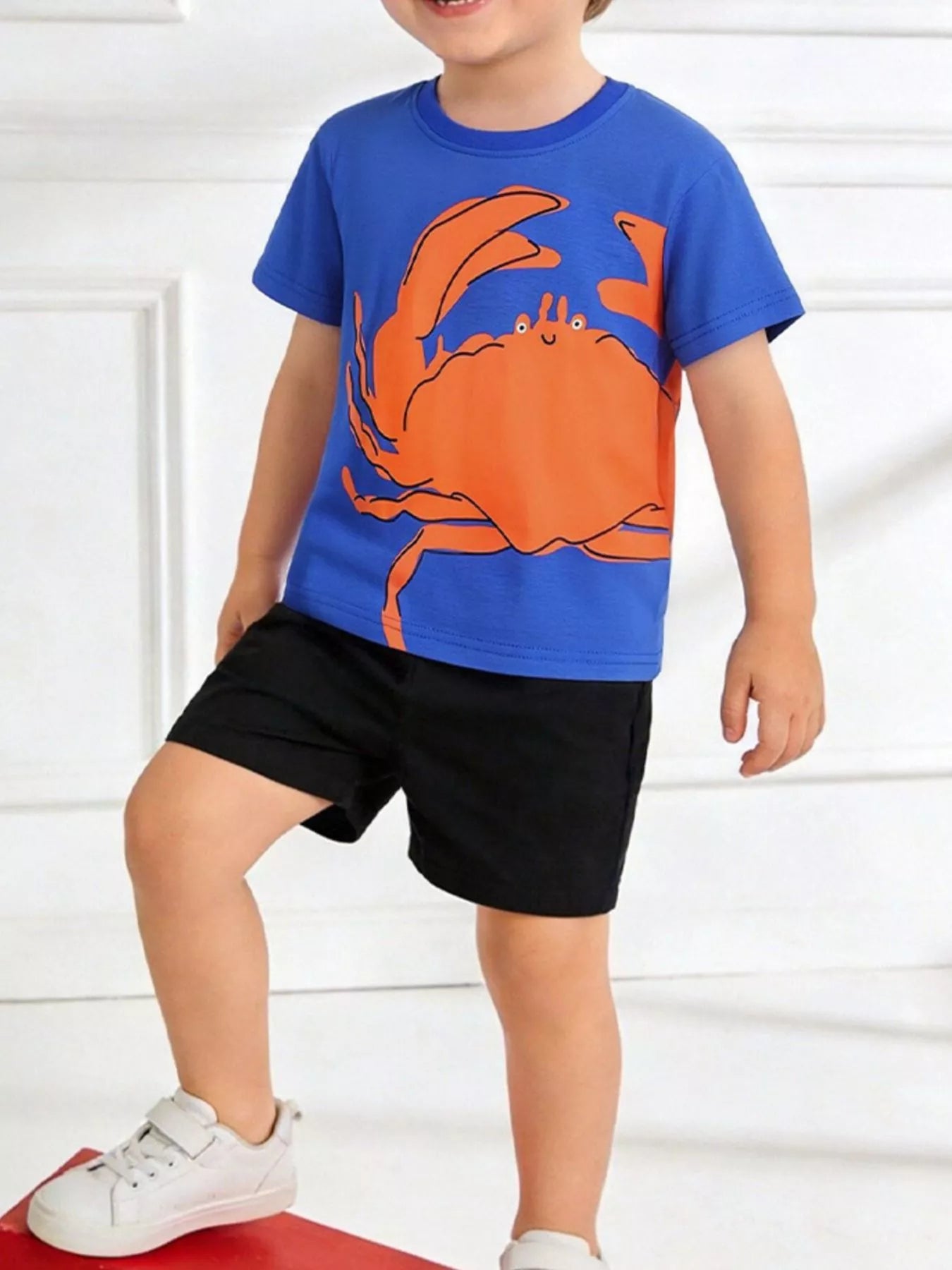 Children' Crab Graphic Crew Neck T-Shirt