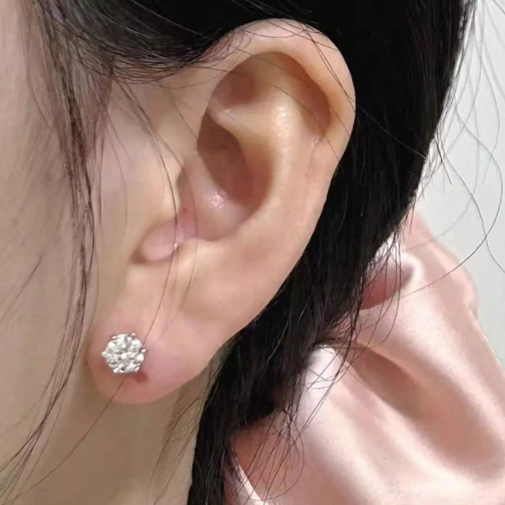 2 Carat 925 Sterling Silver Moissanite Stud Earrings