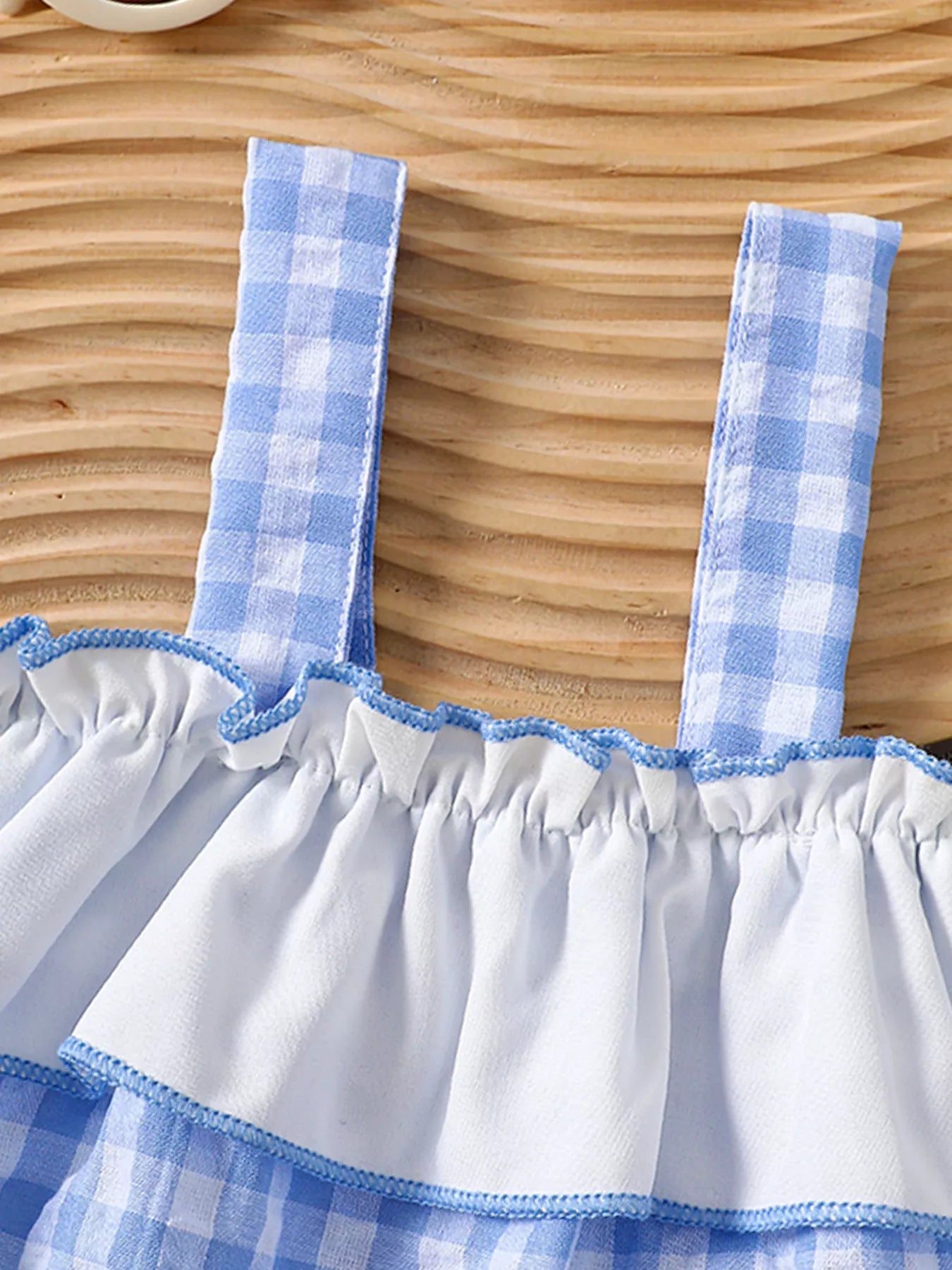 Children's Gingham Ruffle Trim Cami Top & Shorts Set