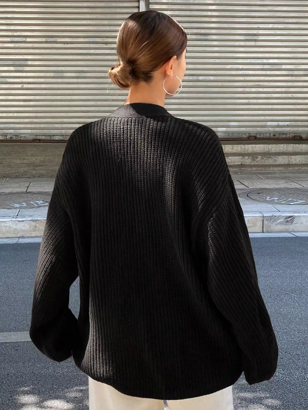 Oversized Knit Button-Down Cardigan