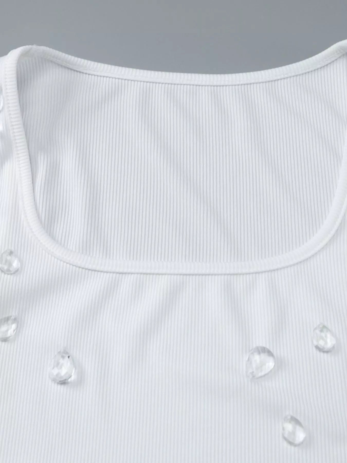 Bead Embellished Square Neck Tank