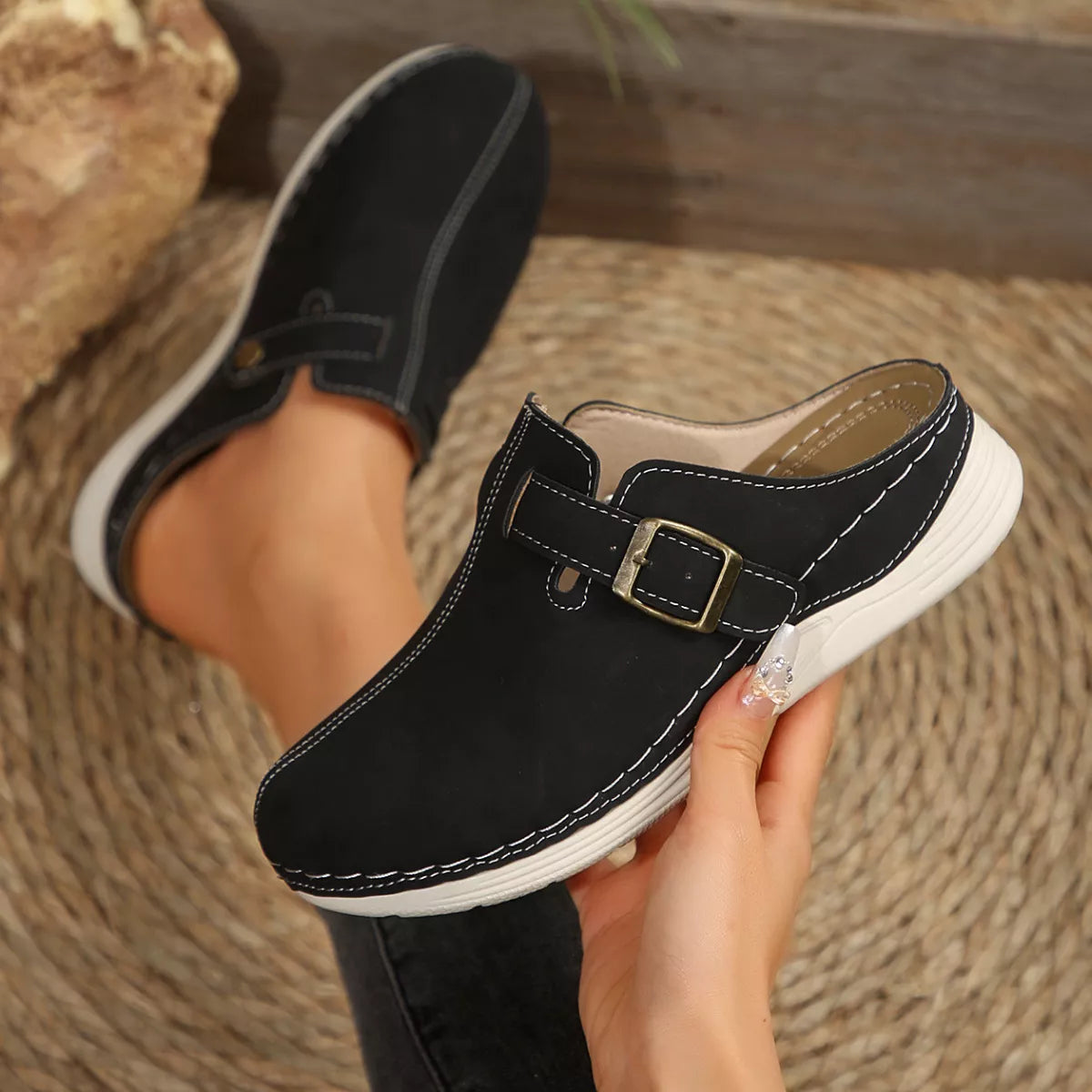 Buckle Accent Slip-Ons