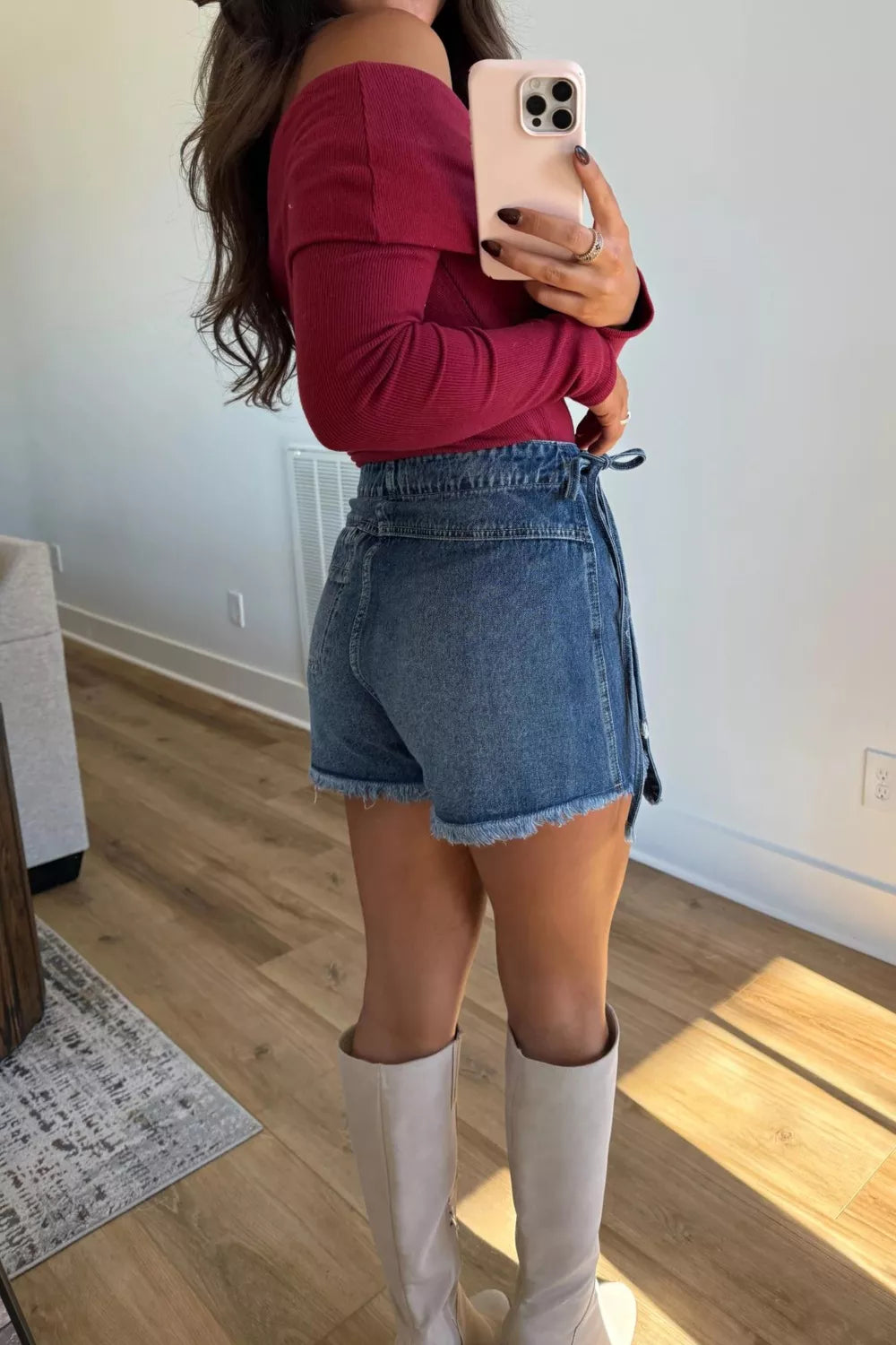 Wrapped Tied Waist Denim Skort