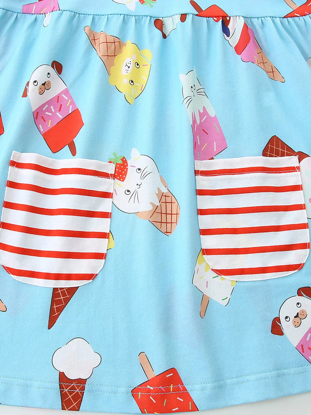 Children's Ice Cream Print Short Sleeve Dress