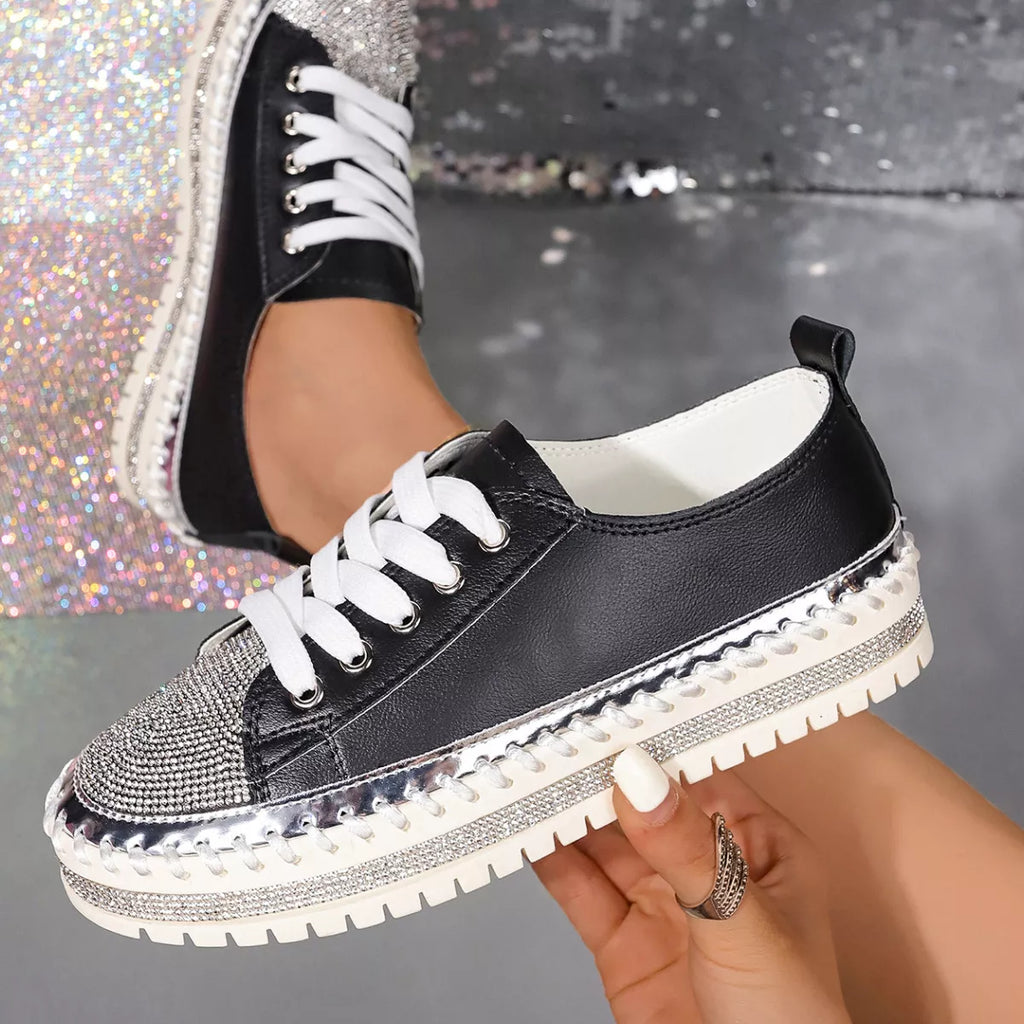 Rhinestone Round Toe Sneakers