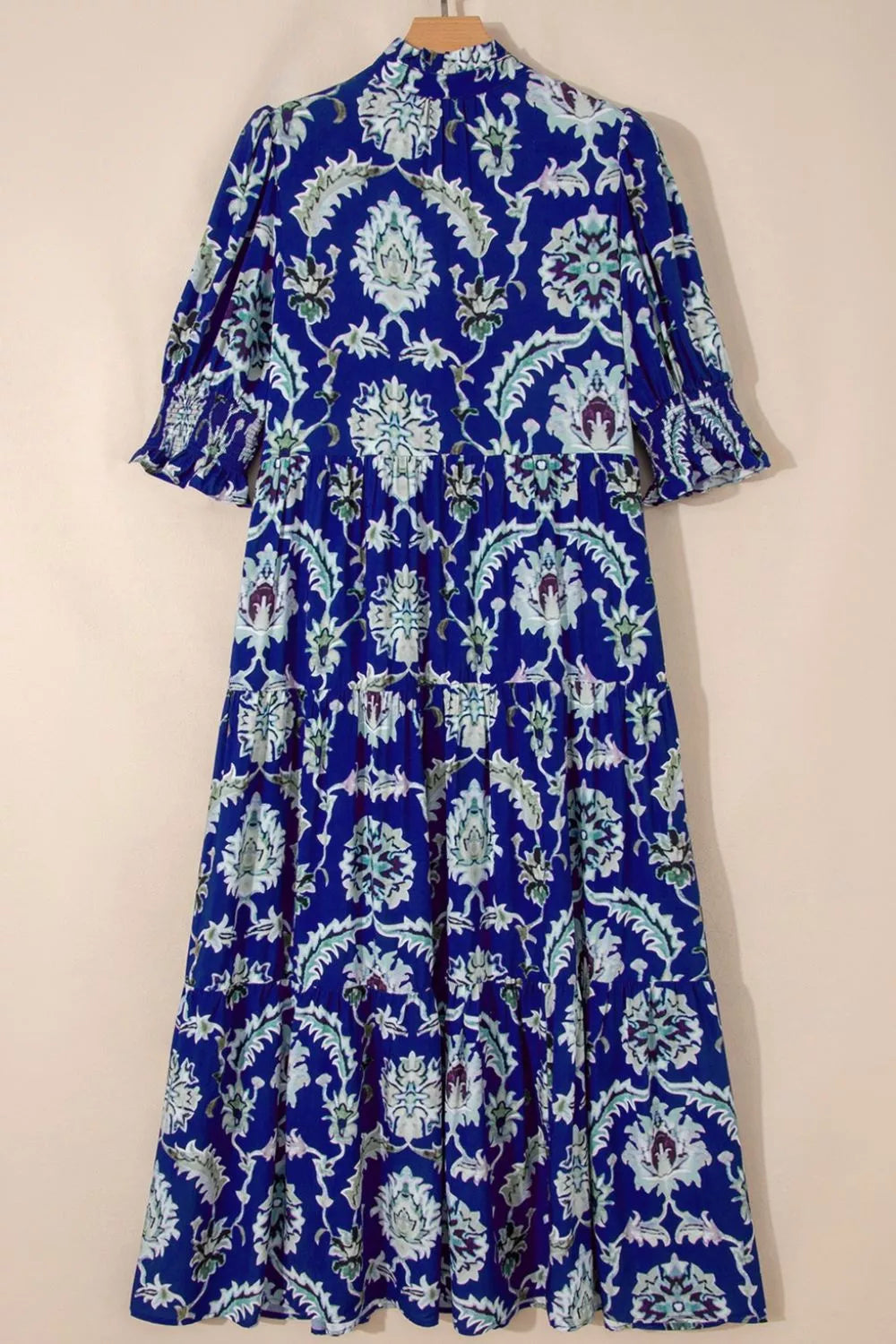 Wild Floral Print Frilled Collar Half Sleeve Dress