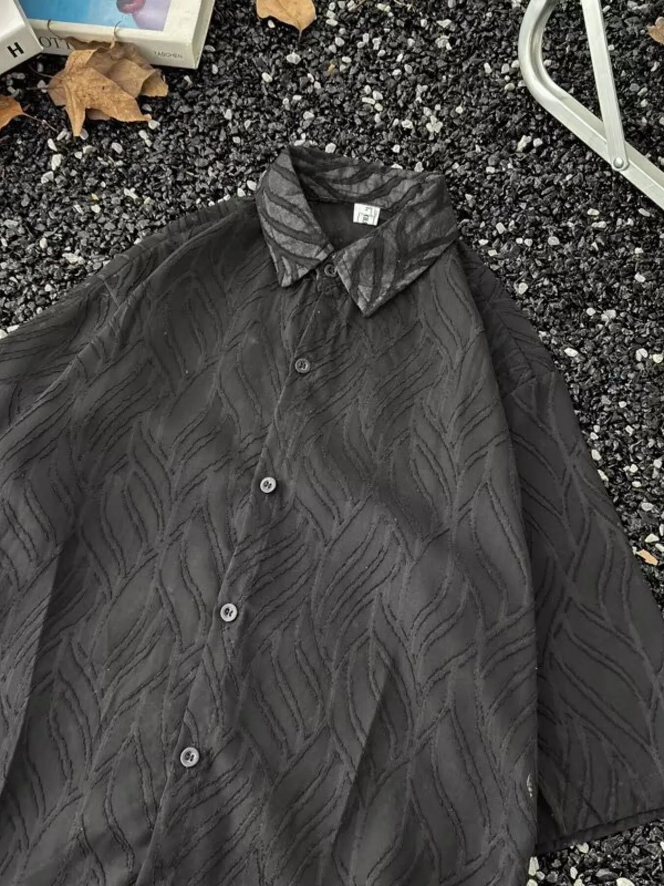 Men's Full Size Wave Pattern Short Sleeve Button-Up Shirt Plus Size