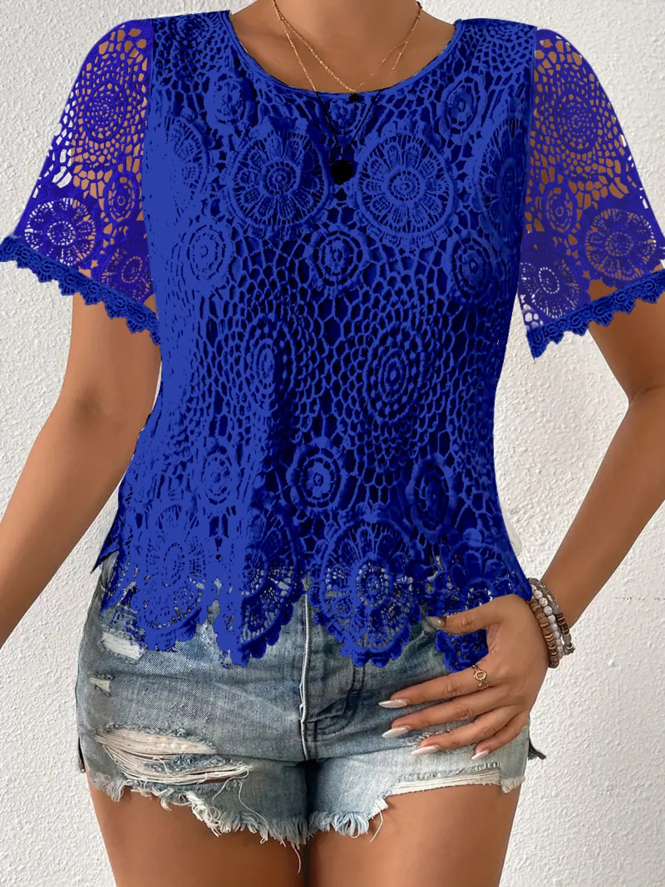 Lace Short Sleeve Blouse