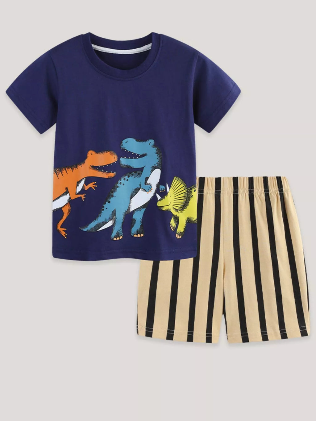 Children's Dinosaur Print Casual Tee and Shorts Set