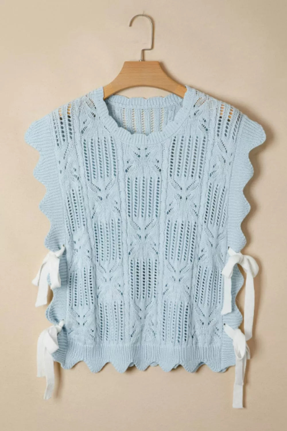Openwork Side Tie Knit Top
