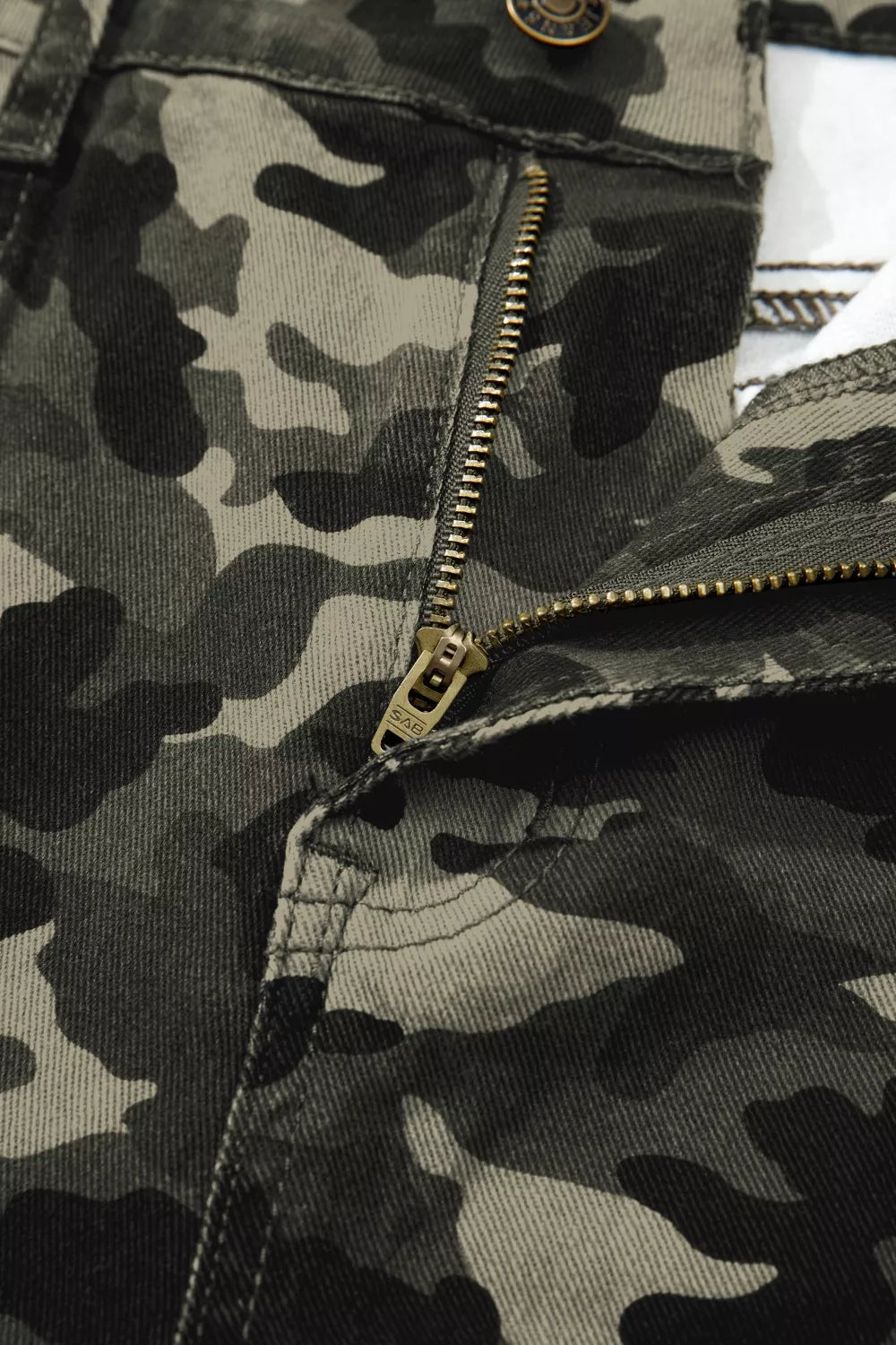 Camouflage Print Multi Pocketed Womens Denim Pants