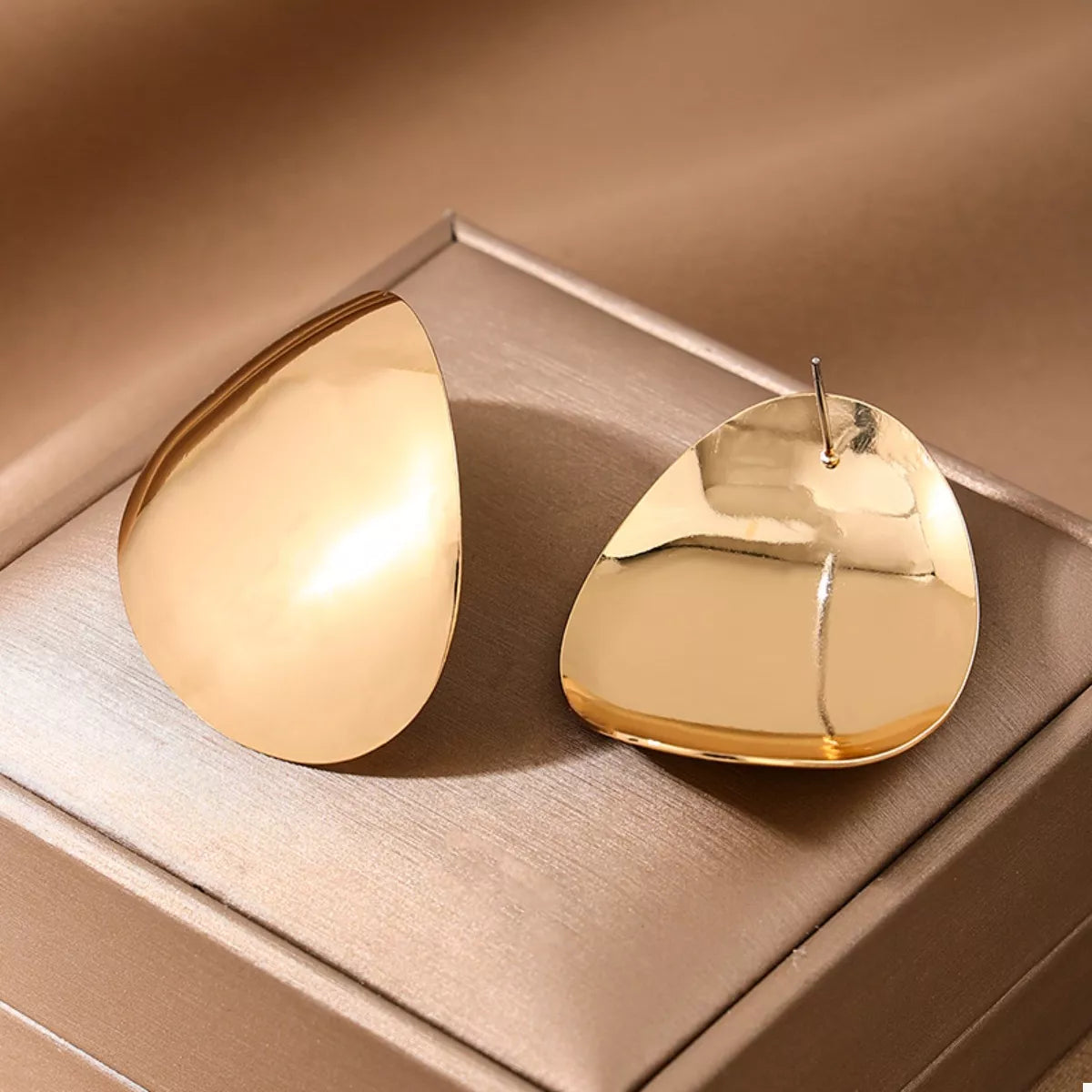 18K Gold-Plated Curved Statement Earrings