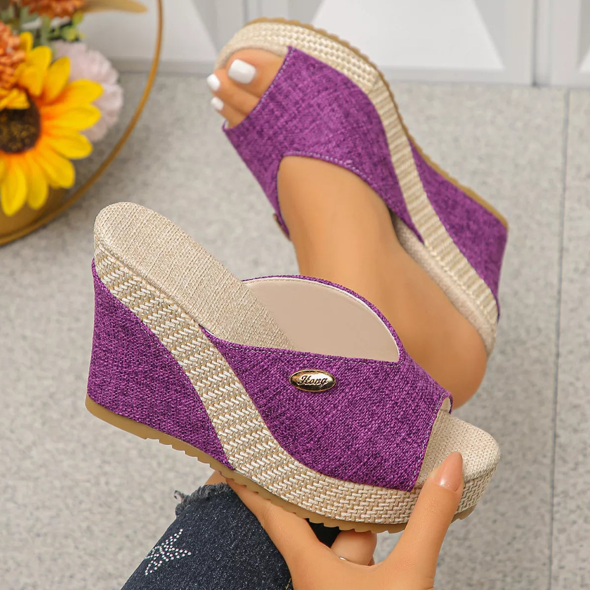 Peep Toe Wedge Sandals