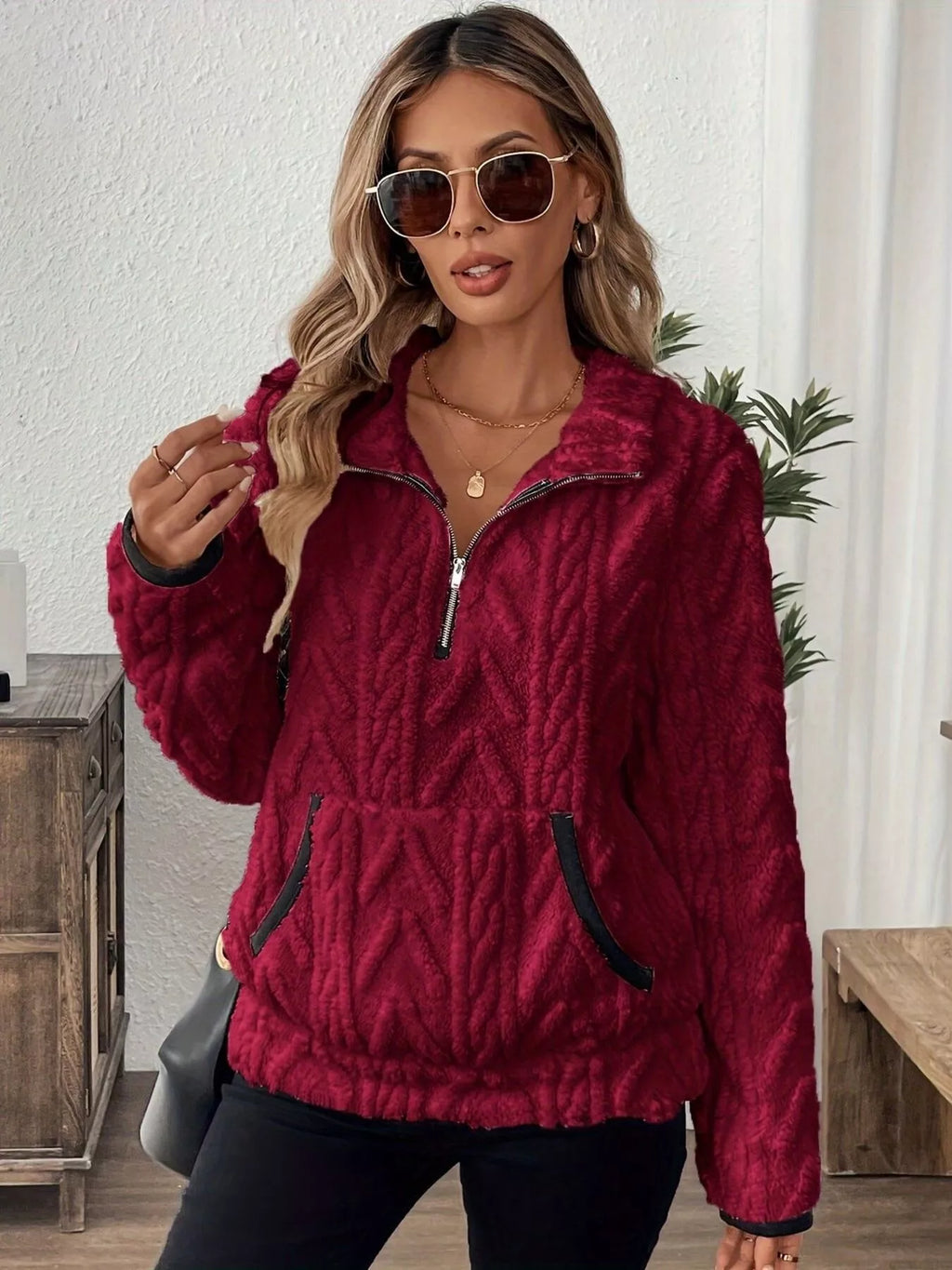 Cozy Sherpa Half Zip Sweatshirt