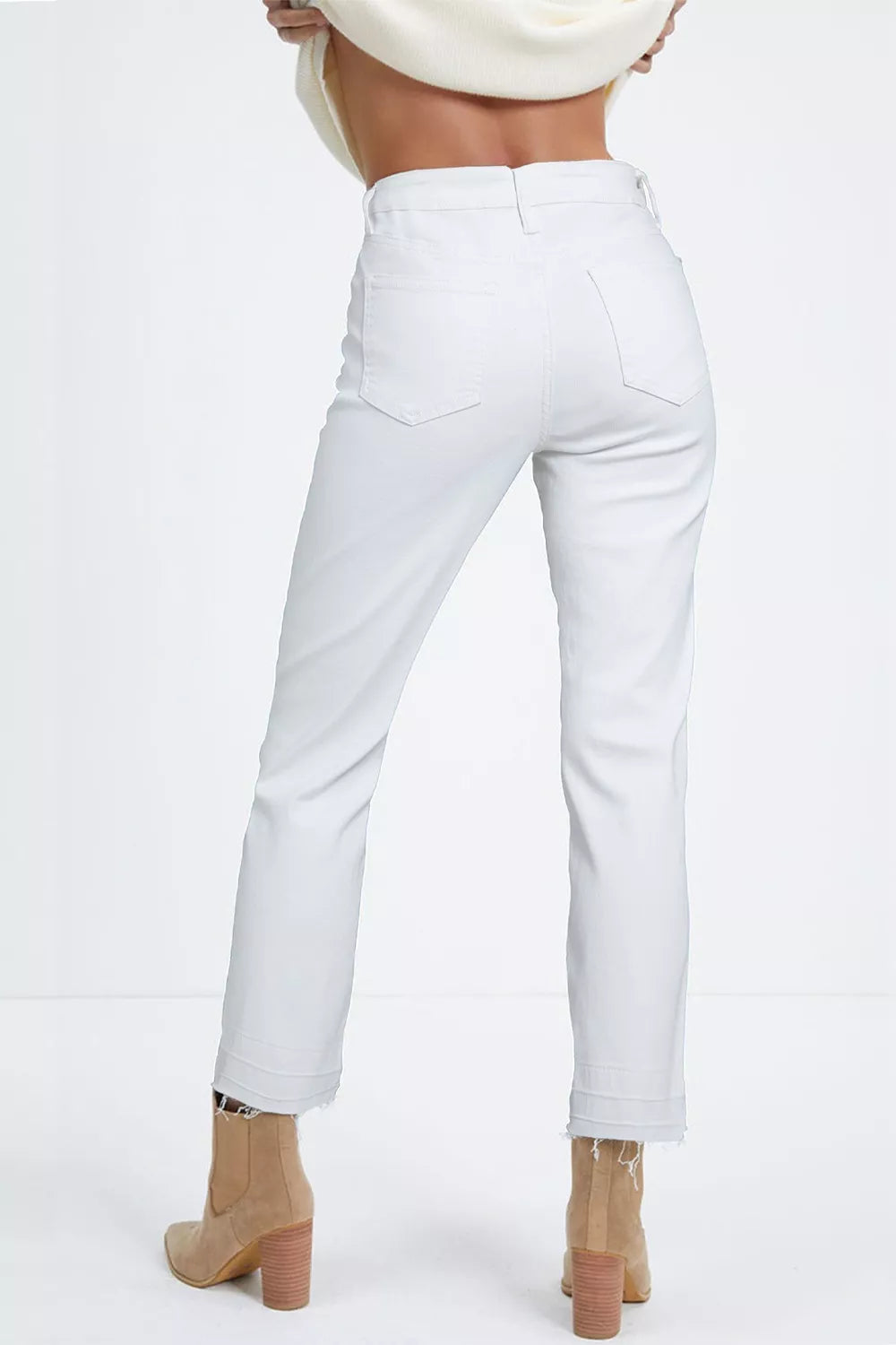 High-Waisted Straight Leg Jeans