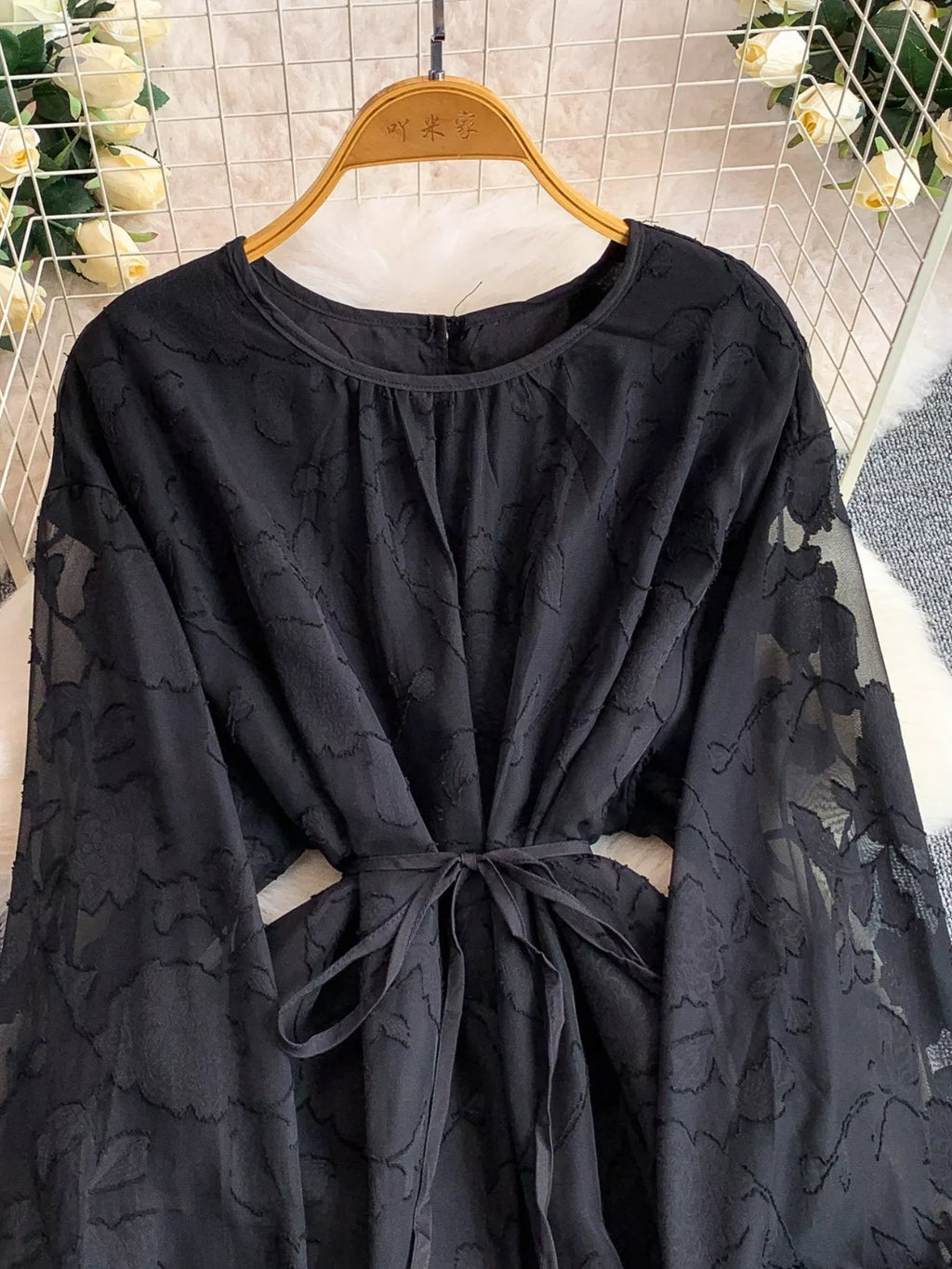 Tie Waist Long Sleeve Dress