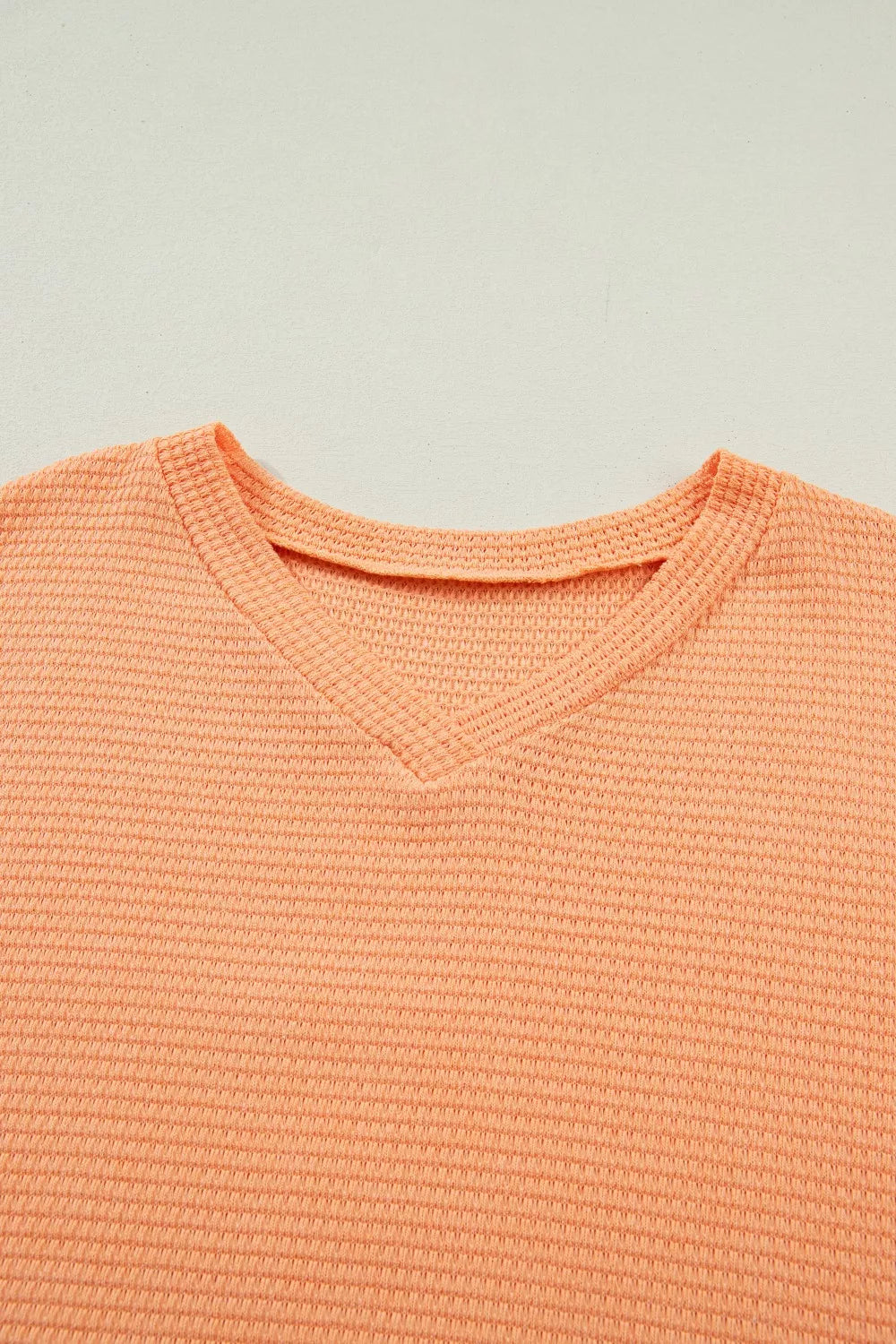 Textured Waffle Knit V-Neck T-Shirt