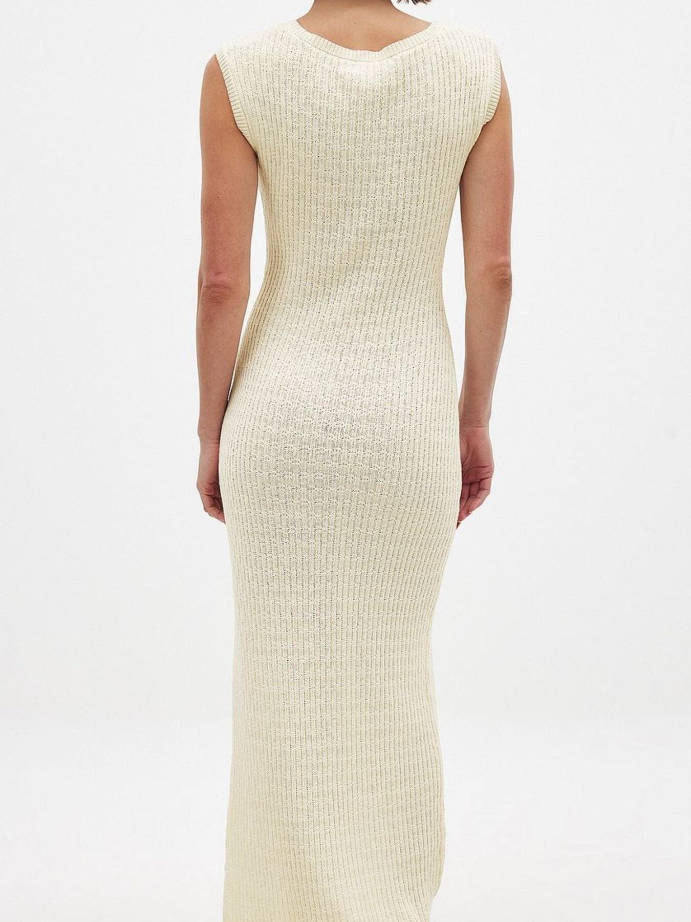 Side Slit Sleeveless Midi Knit Dress