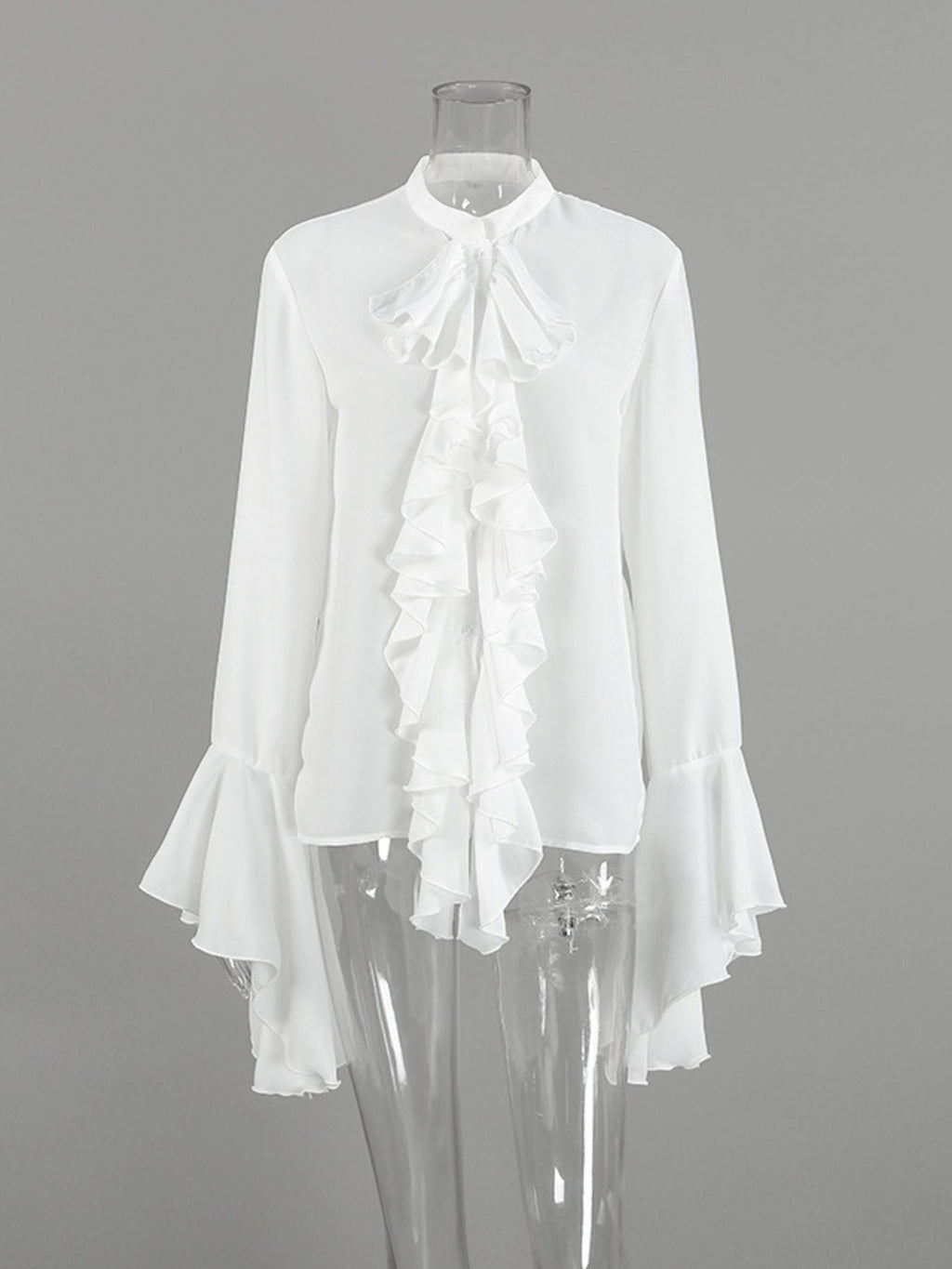 Ruffle Trim Flounce Sleeve Blouse