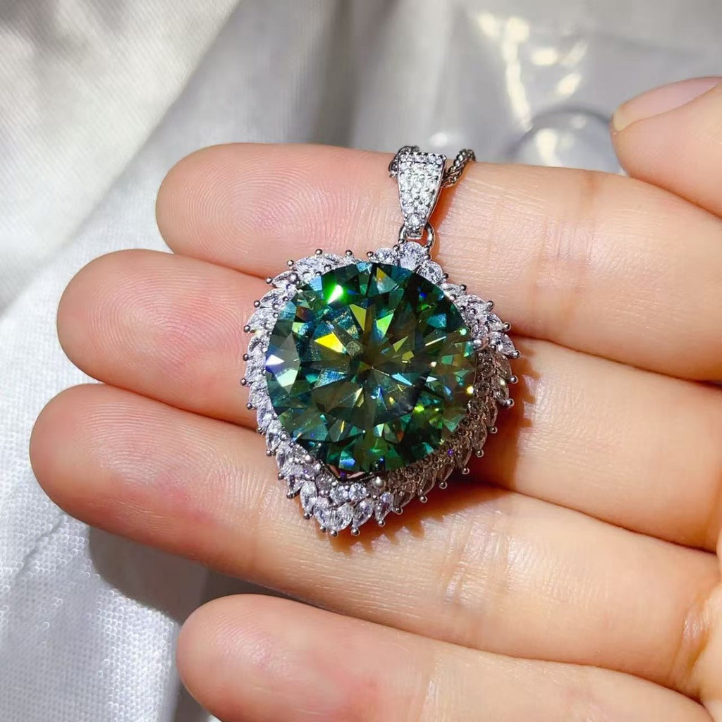 20 Carat Moissanite 925 Sterling Silver Pendant Necklace