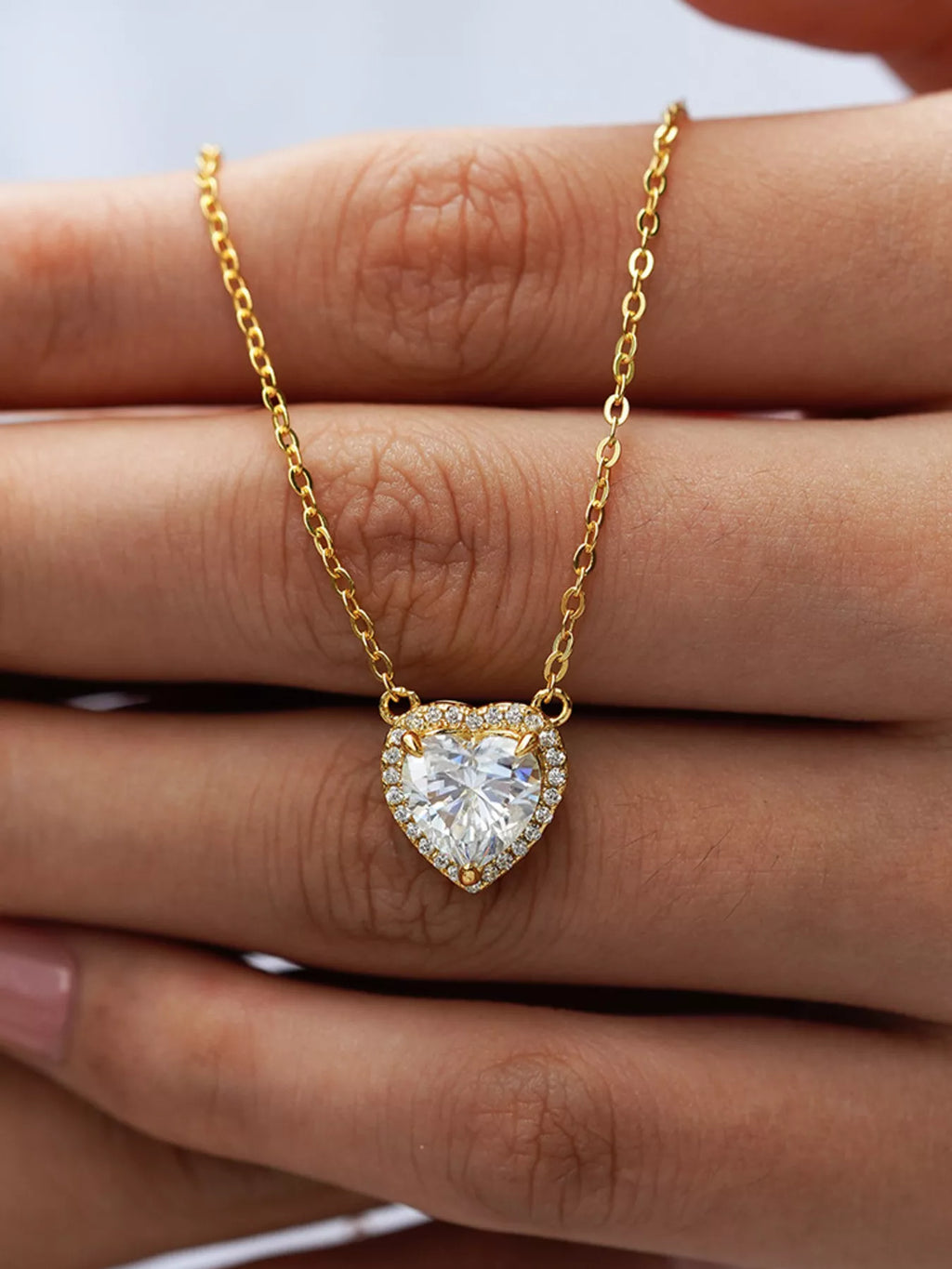 2 Carat 18K Gold-Plated Moissanite Heart Necklace