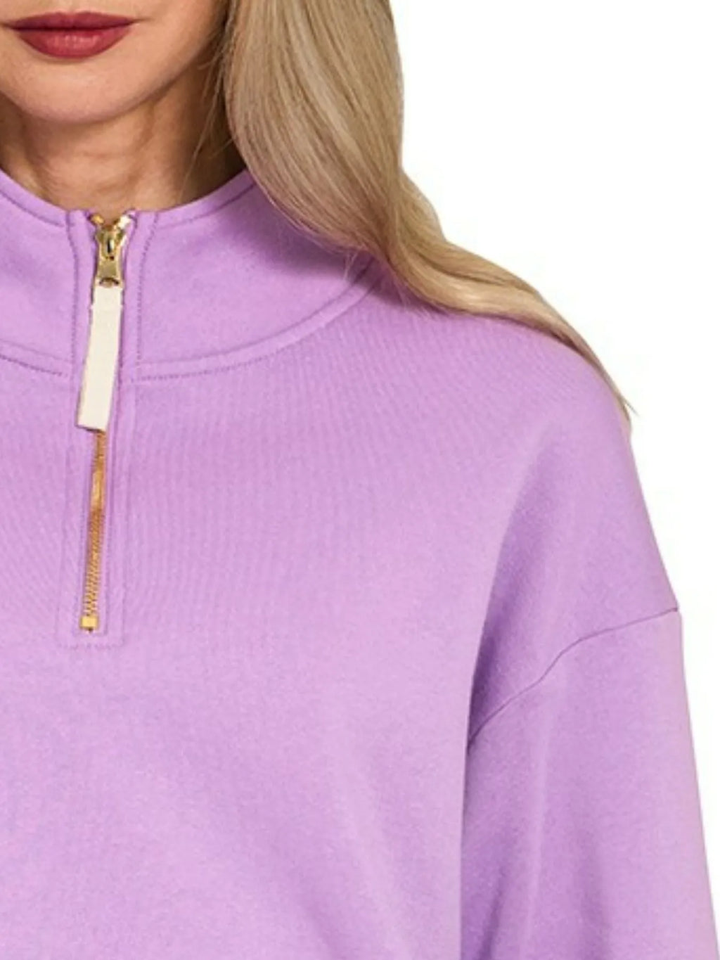 Zenana Fleece Half Zip Sweatshirt