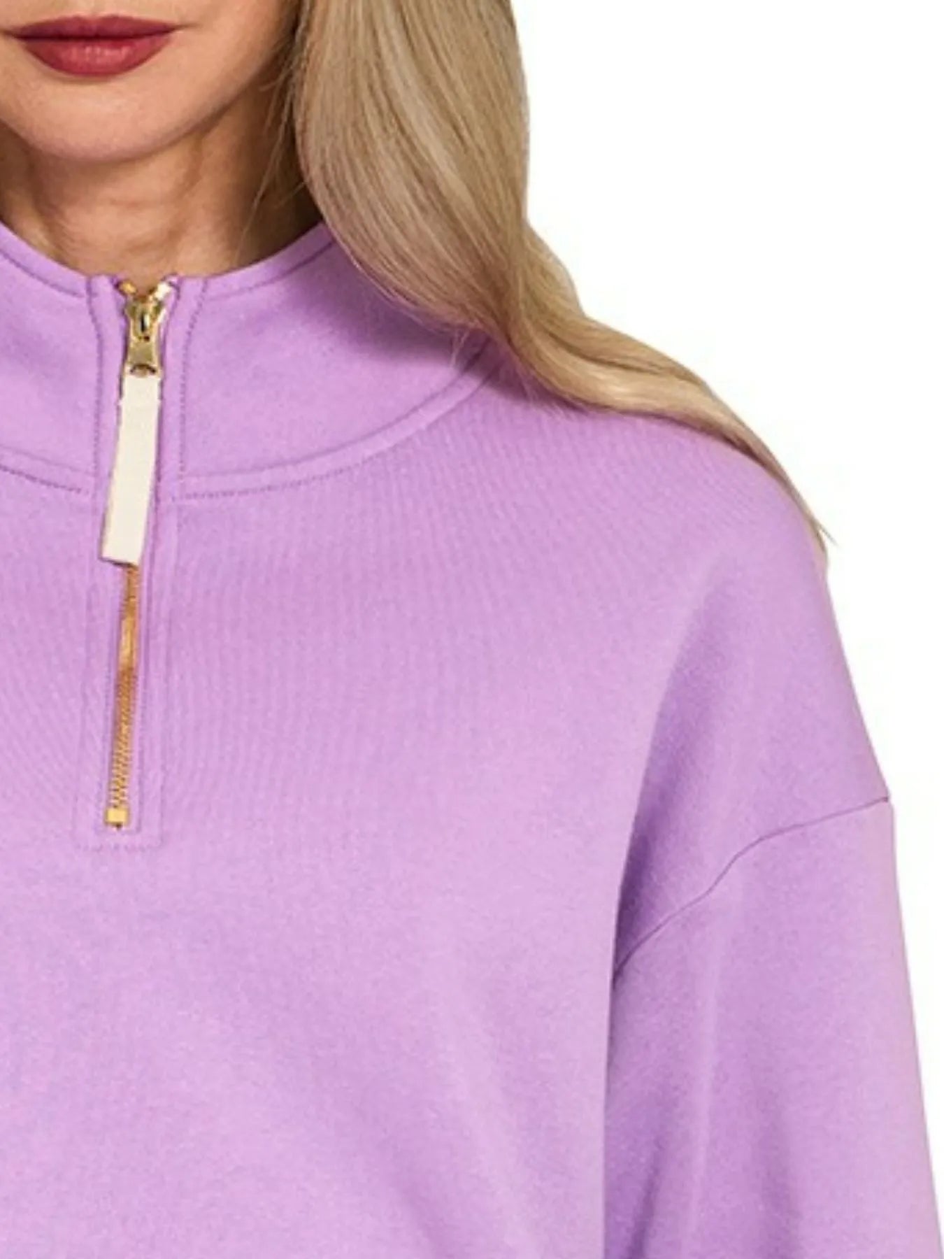 Zenana Fleece Half Zip Sweatshirt