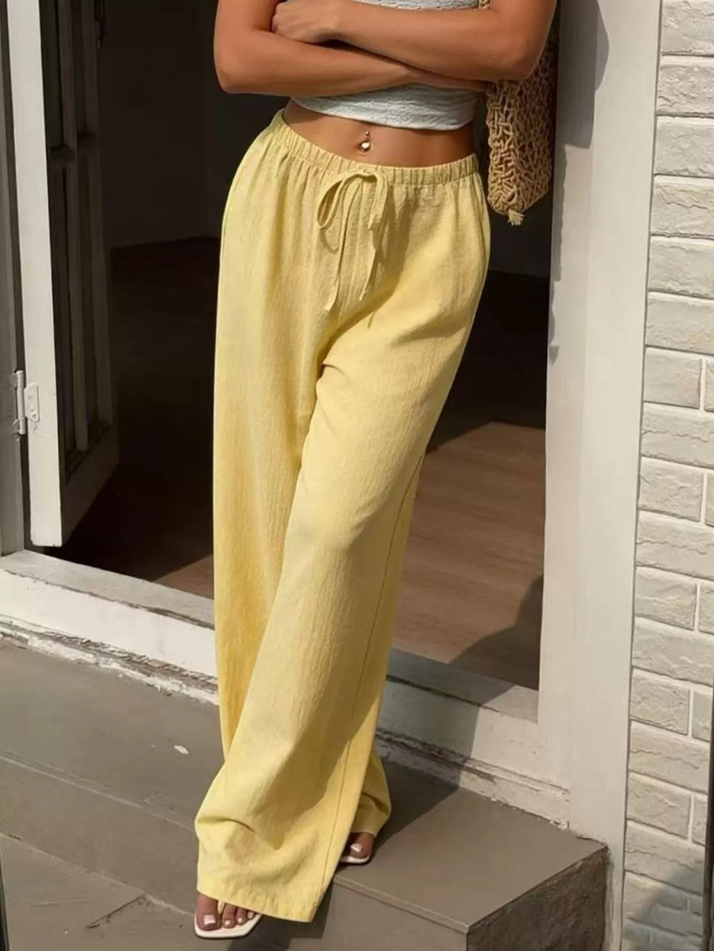 Plus Size Wide Leg Drawstring Pants