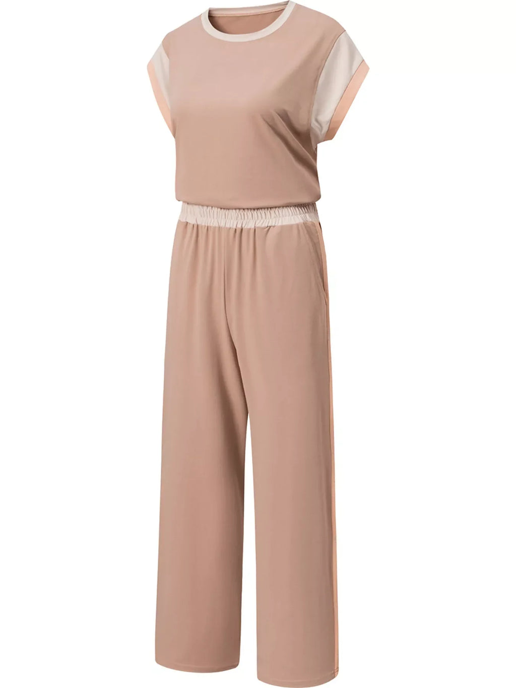Color Block Detail Casual Two-piece Set