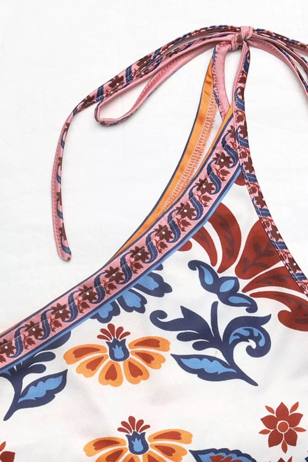 Floral Print One-Shoulder Tie Bodysuit