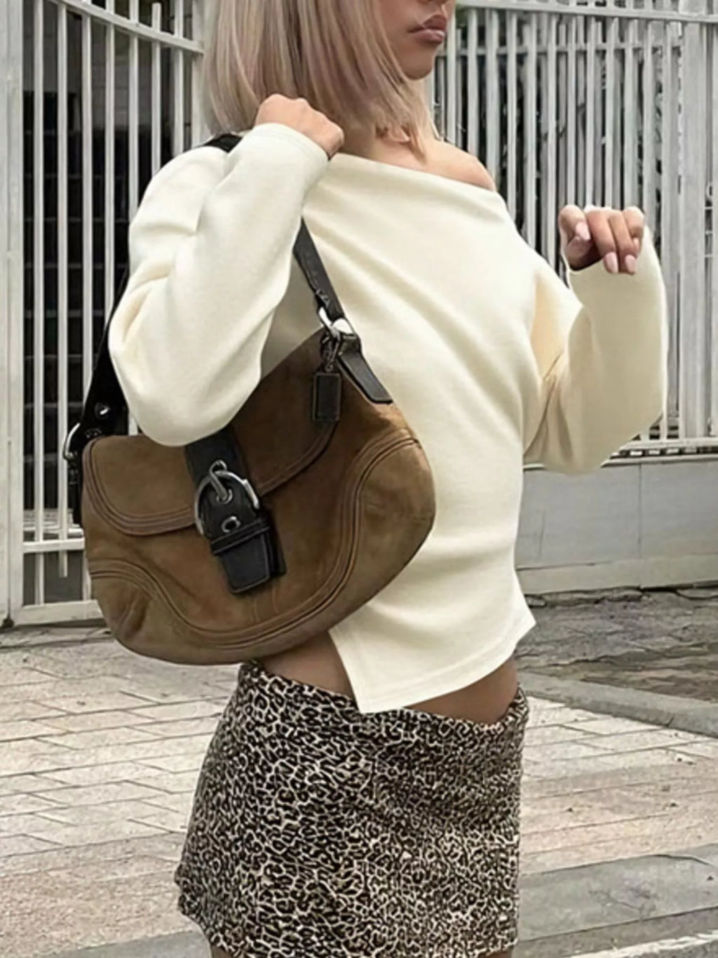 Asymmetrical Off-Shoulder Long Sleeve T-Shirt