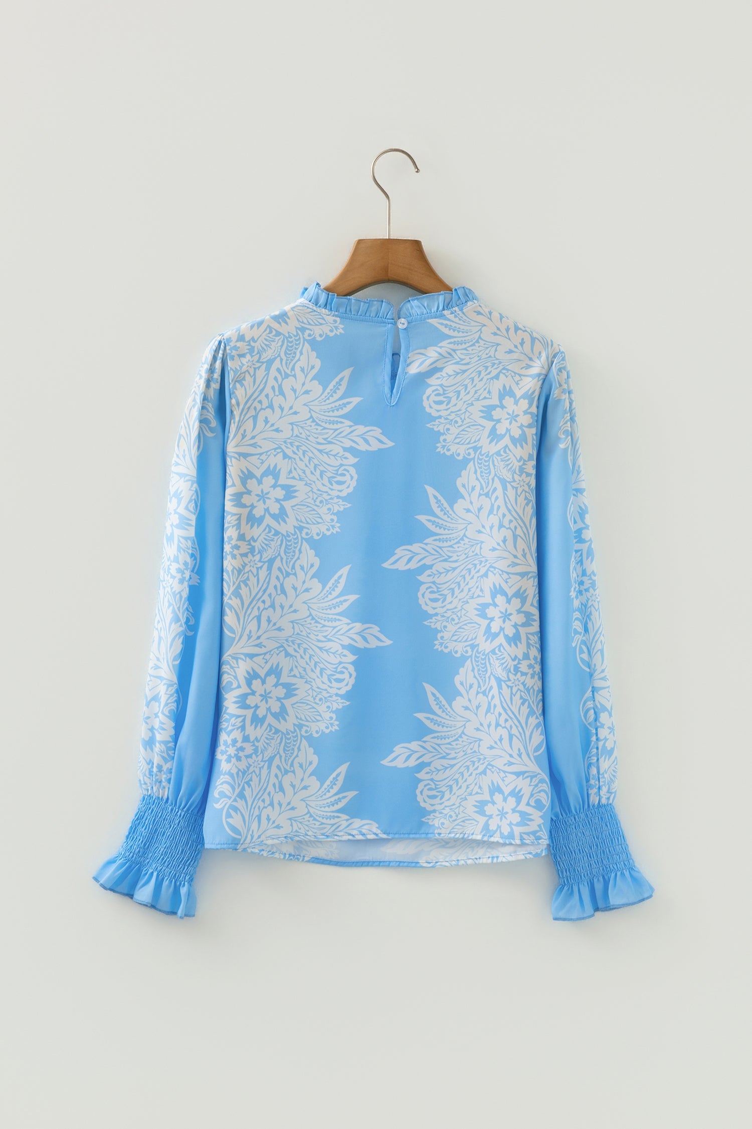 Floral Ruffle Collar Puff Long Sleeve Blouse