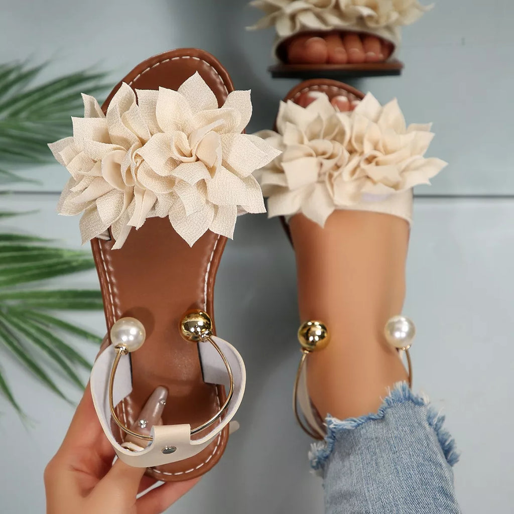 Floral Decor Flat Sandals