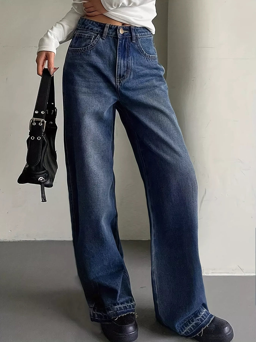 Wide Leg Vintage Wash Jeans