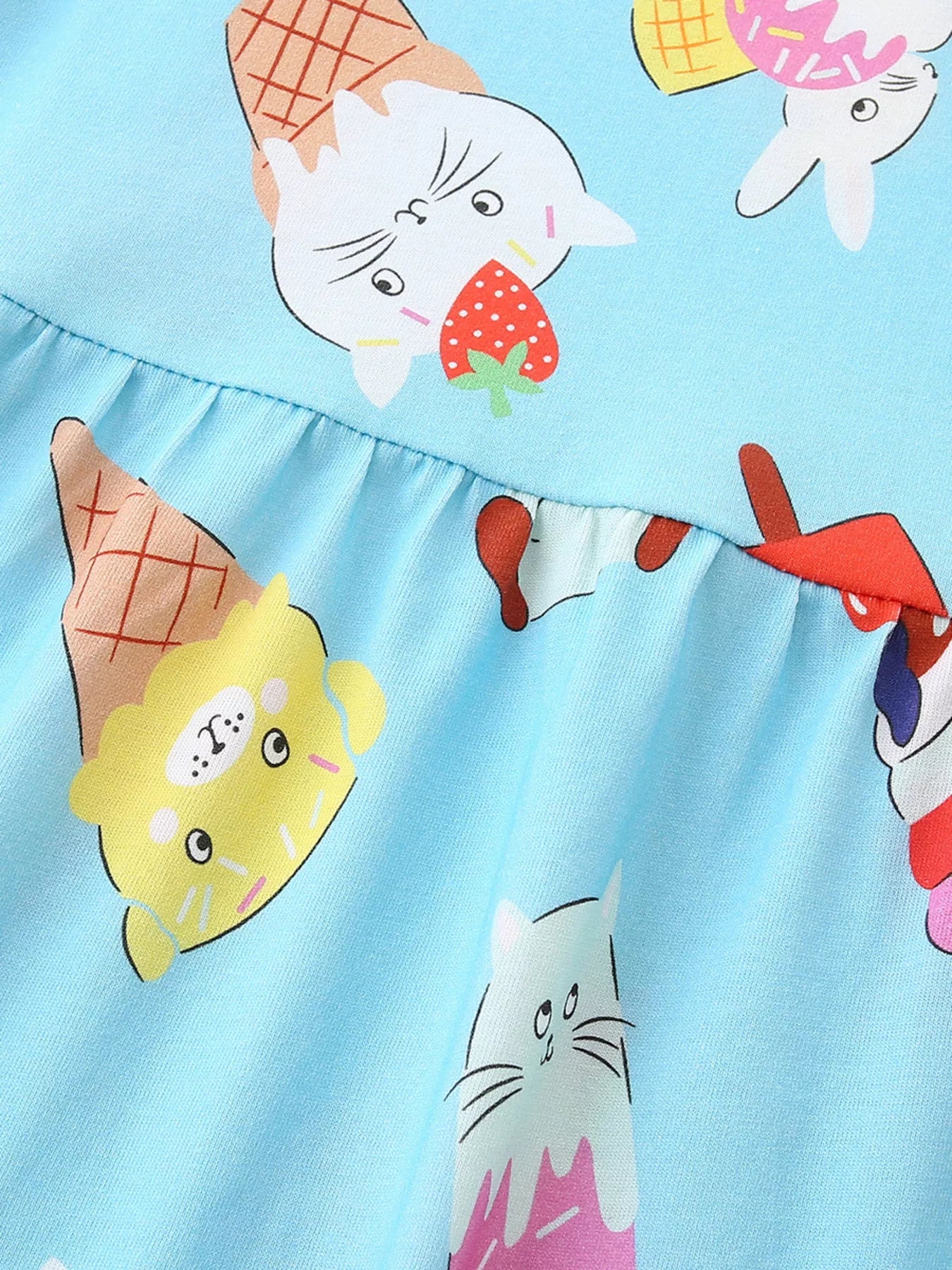 Children's Ice Cream Print Short Sleeve Dress